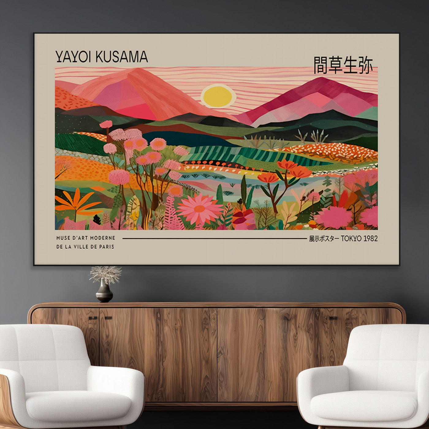18304-MGV-CV-36X24-Sunset Mountain Landscape Wall Art – Panoramic Abstract Nature Canvas Print, Vibrant Wall Decor for Living Room, Bedroom, Office,