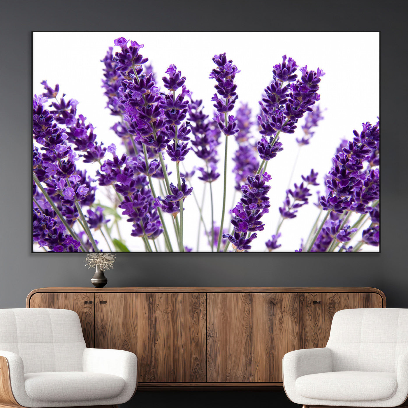 84456-MGV-CV-36X24-Lavender Wall Art – Botanical Canvas Print Featuring Purple Floral Stems, Fresh Nature Inspired Artwork for Living Room, Bedroom,