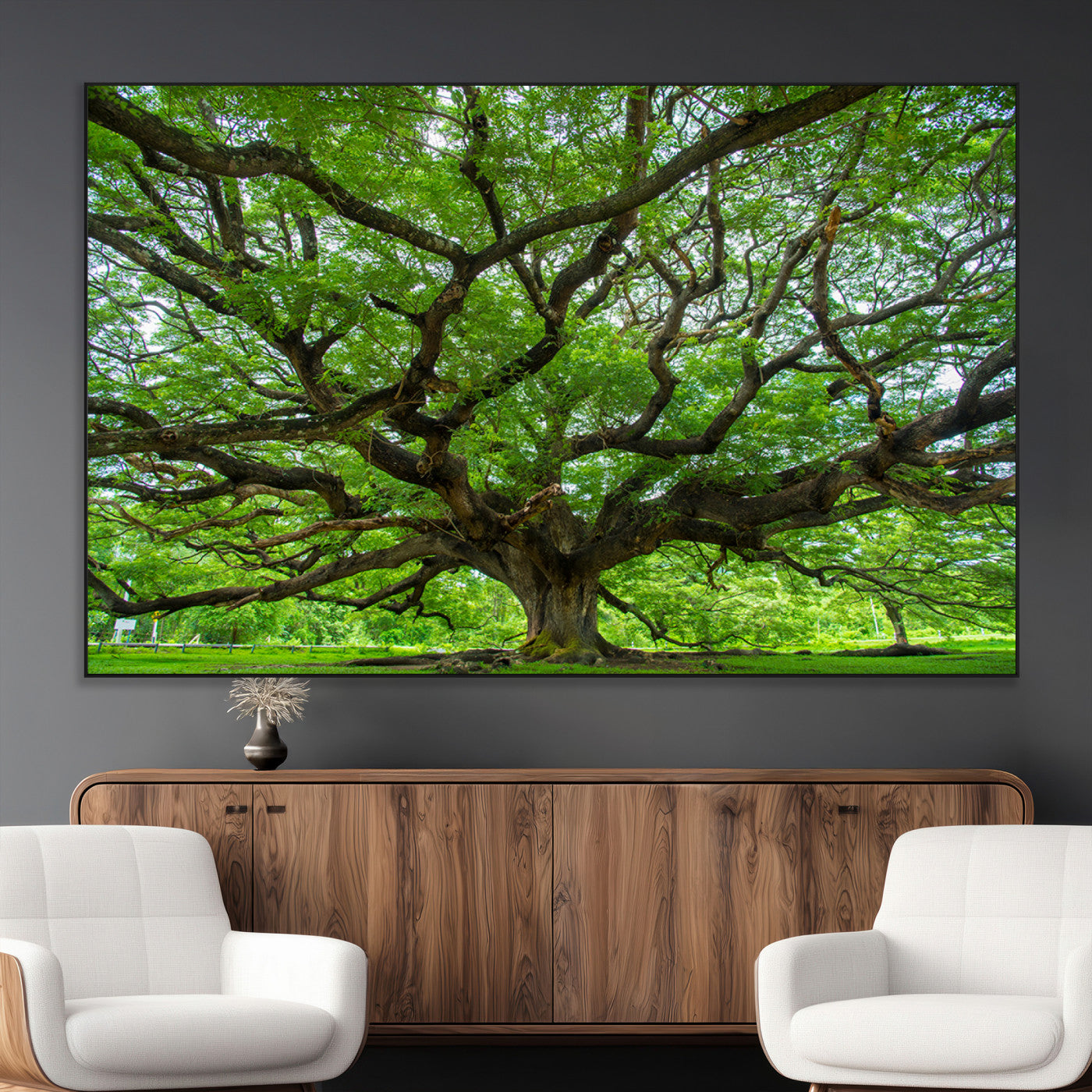 49375306-MGV-CV-36X24-Ancient Tree Wall Art Canvas Print, Framed Sprawling Branches Art Picture Print, Gnarling Tree Perfect Earthy Natural Decor