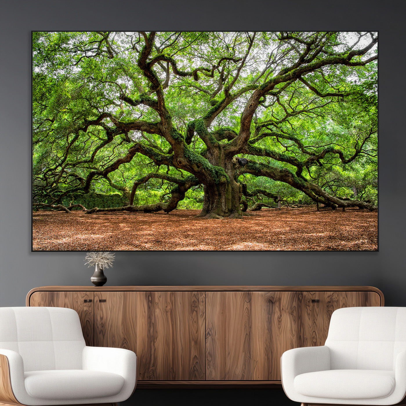 51255351-MGV-CV-36X24-Ancient Tree Wall Art – Majestic Oak Canvas Print, Large Nature Photography, Sacred Forest Landscape Wall Décor, Wisdom Tree