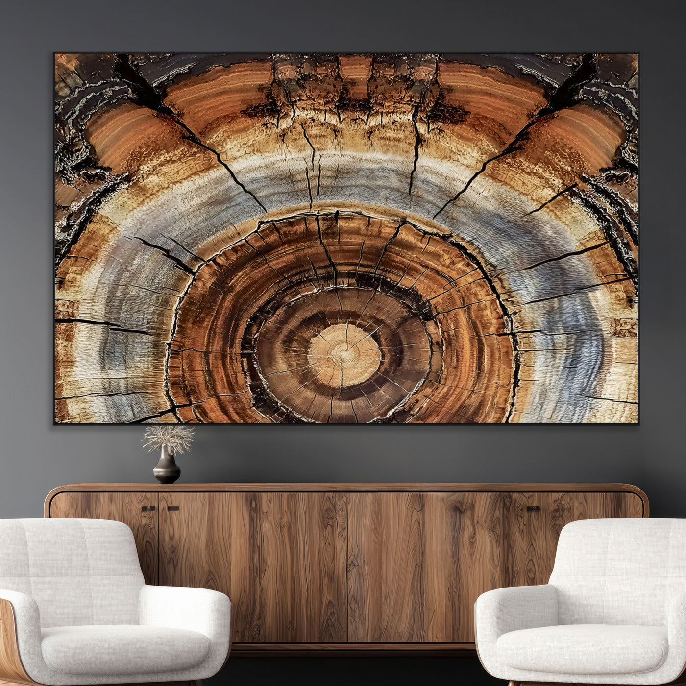 15184146-MGV-CV-36X24-Tree Rings Wall Art Canvas Print, Framed Wood Texture Art Picture Print, Rustic Pattern Perfect Rustic Organic Decor Artwork