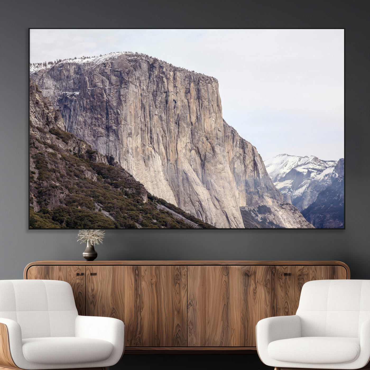 74506434-MGV-CV-36X24-El Capitan Wall Art Canvas Print, Framed Yosemite Cliff Art Picture Print, Sierra Nevada Perfect Sierra Minimalism Decor Artwork