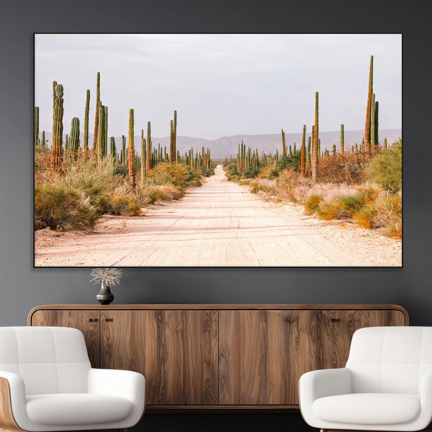 30742780-MGV-CV-36X24-Desert Cactus Wall Art Canvas Print, Framed Southwestern Art Picture Print, Bohemian Western Perfect Southwestern Boho Decor
