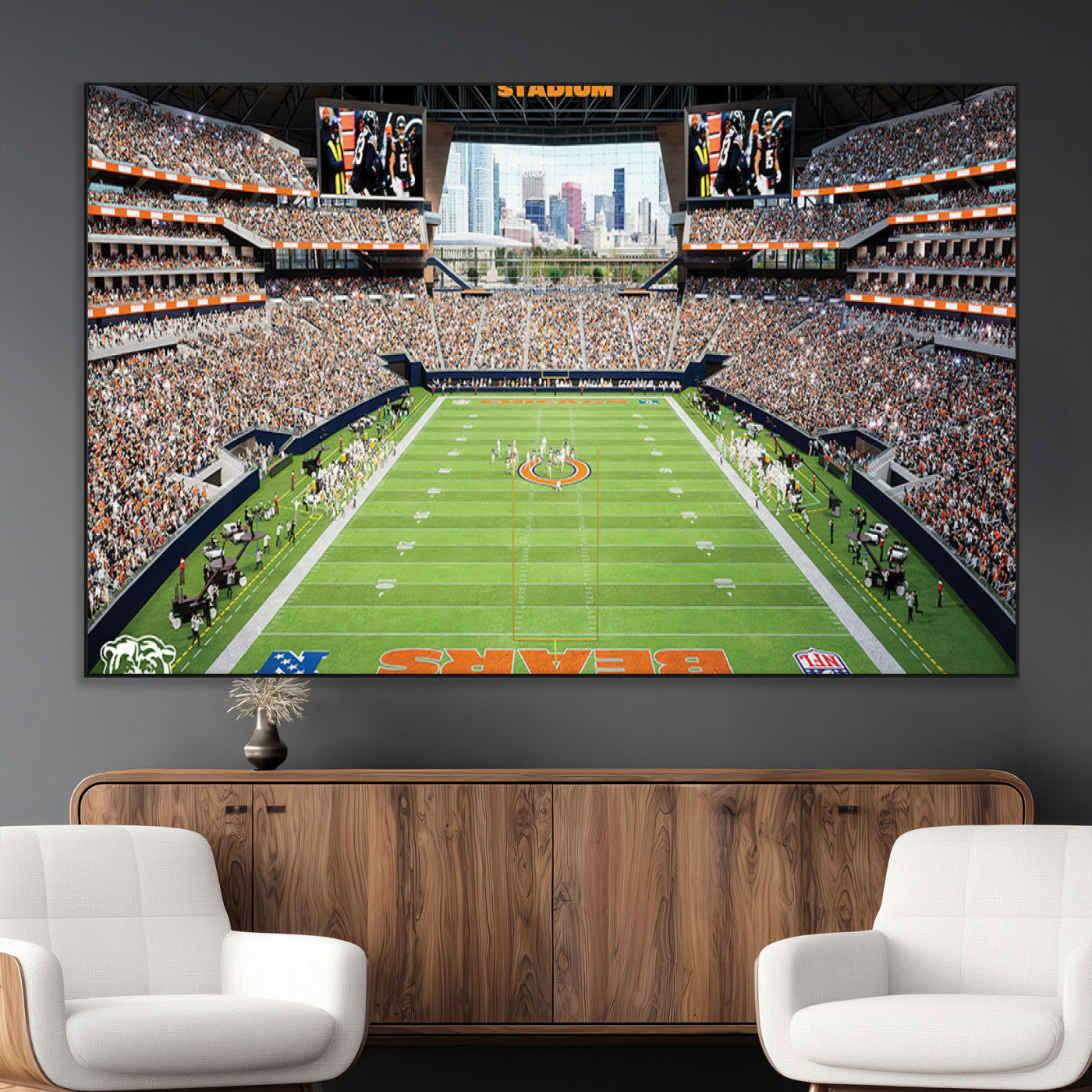 76935553-MGV-CV-36X24-Football Stadium Wall Art – Panoramic Game Day Canvas Print, Sports Decor for Man Cave, Office, Bar, or Living Room