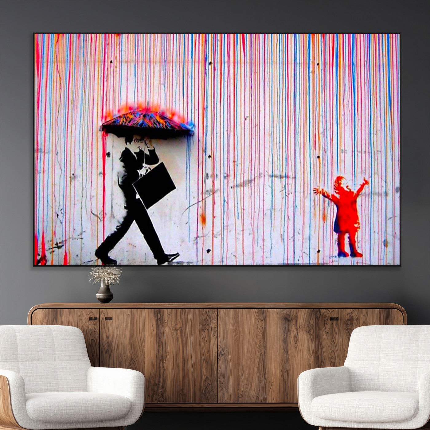 69505-MGV-CV-36X24-Graffiti Girl Wall Art Canvas Print, Framed Urban Contrast Art Picture Print, Vibrant Graffiti Perfect Urban Pop Decor Artwork