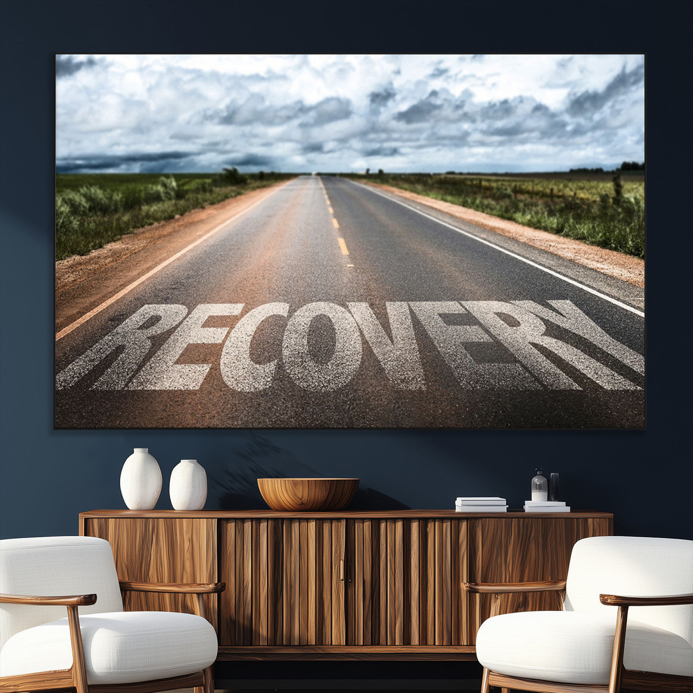 50743-MGV-CV-36X24-Healing Road Wall Art – Motivational Highway Canvas Print, Inspirational Journey Decor for Office, Gym or Living Room