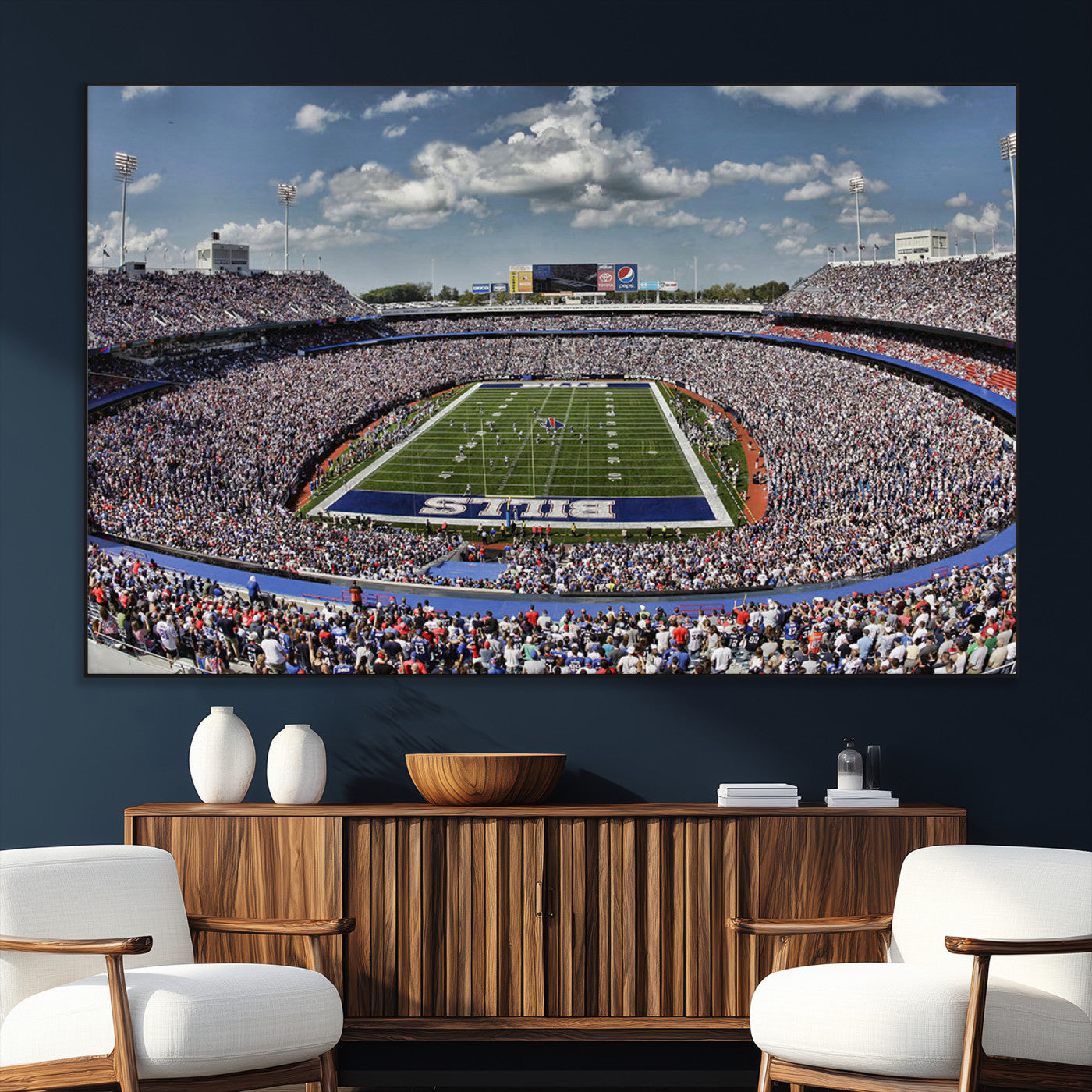 76491-MGV-CV-36X24-Buffalo Bills Stadium Wall Art Canvas Print, Framed Bills Stadium Art Picture Print, Highmark Stadium Perfect Sport Room Decor