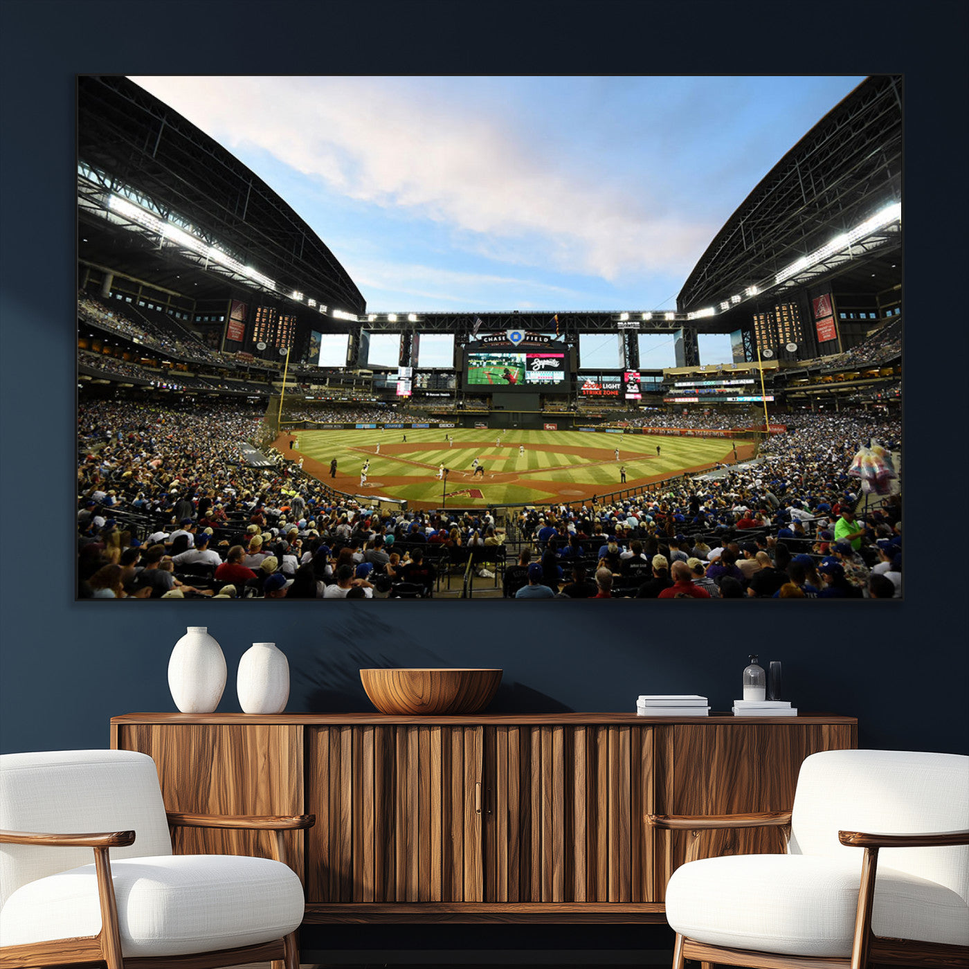 92672-MGV-CV-36X24-Chase Field Stadium Wall Art Canvas Print, Framed Arizona Stadium Art Picture Print, Chase Stadium Perfect Sports Room Decor