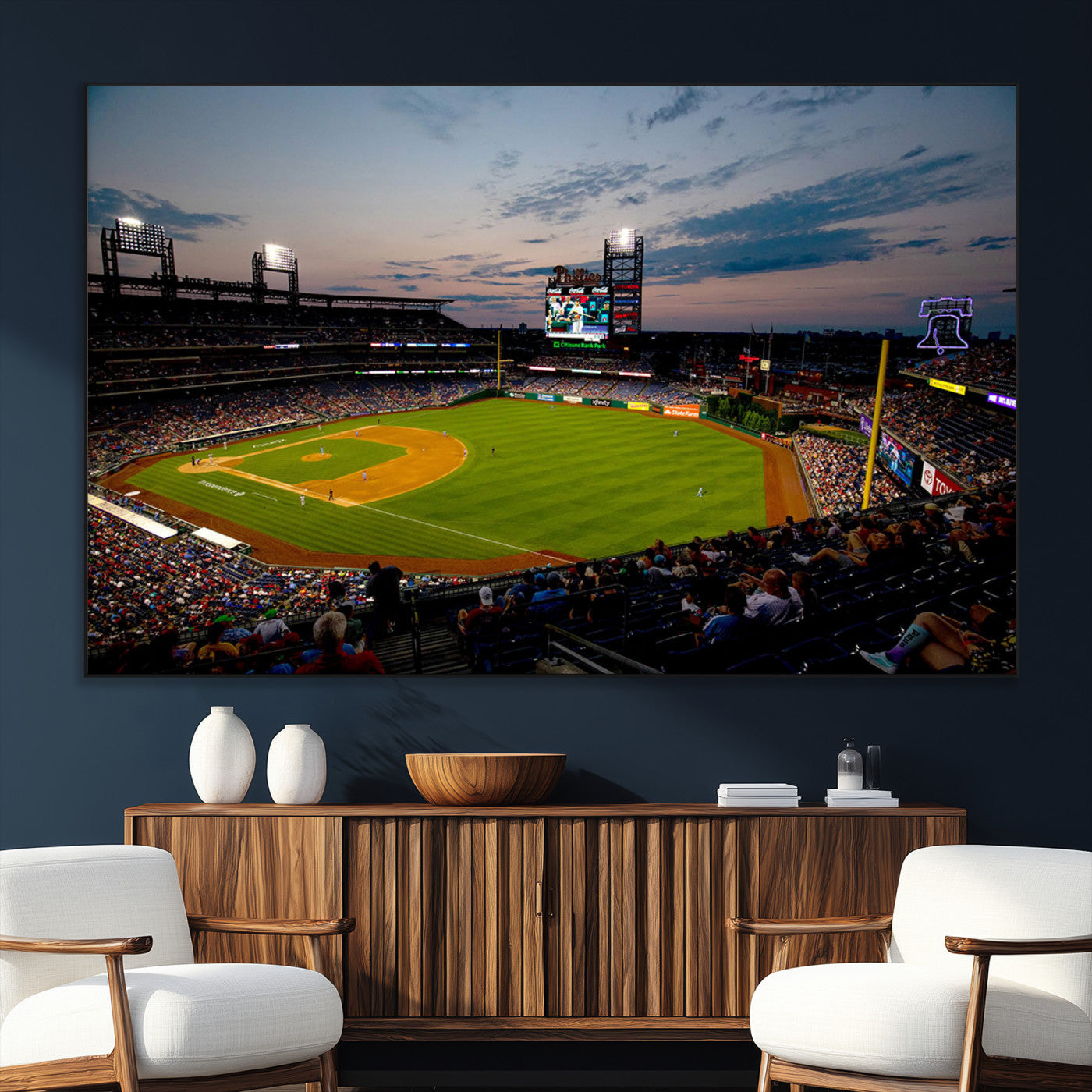 17415-MGV-CV-36X24-Philadelphia Phillies Stadium Wall Art Canvas Print, Framed Citizens Bank Park Art Picture Print, Phillies Stadium Field Perfect