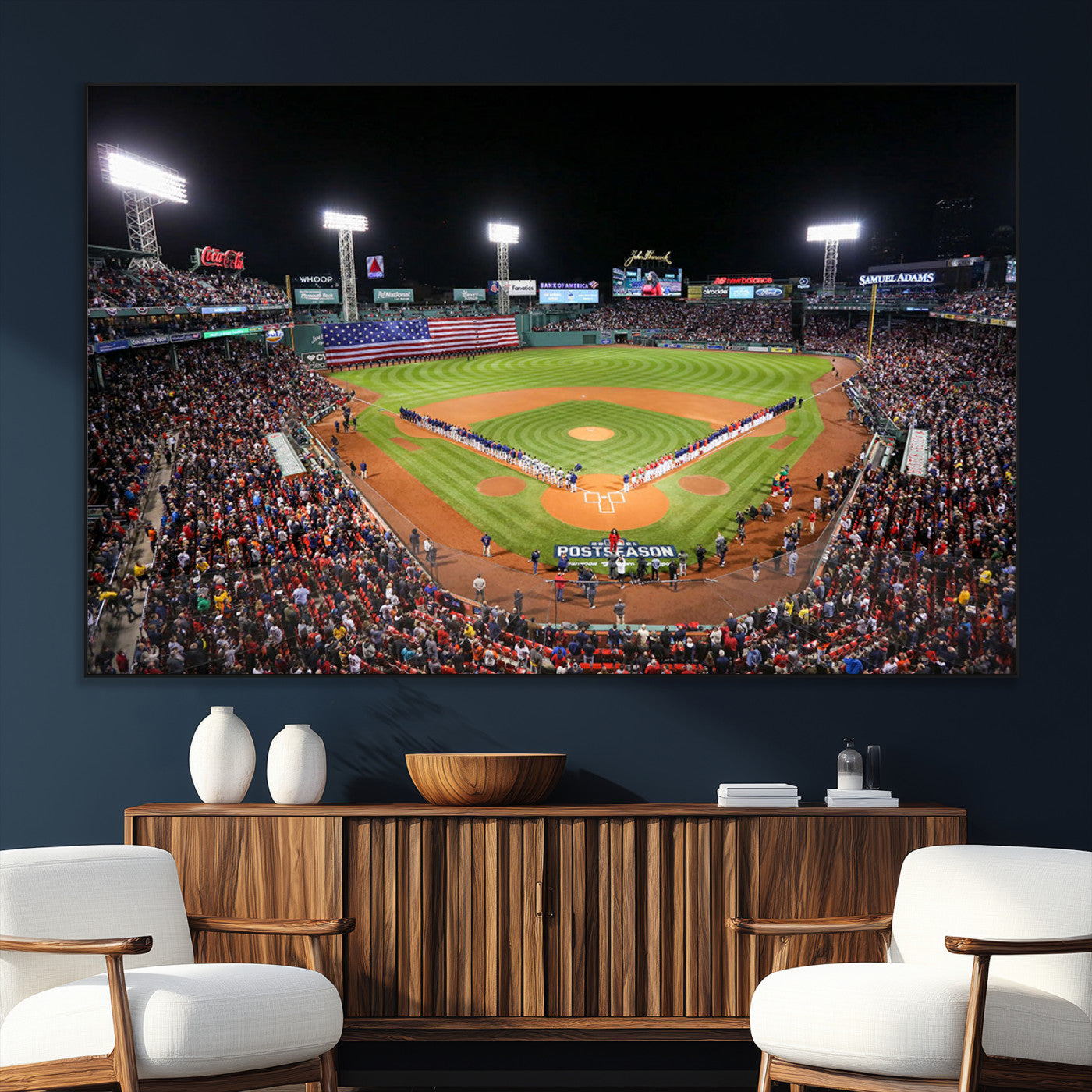 47365-SEG-FC-51X34_Oversize_Oversize-Fenway Park Stadium Wall Art Canvas Print, Framed Boston Baseball Stadium Art Picture Print, MLB Stadium Field Perfect Sport Room
