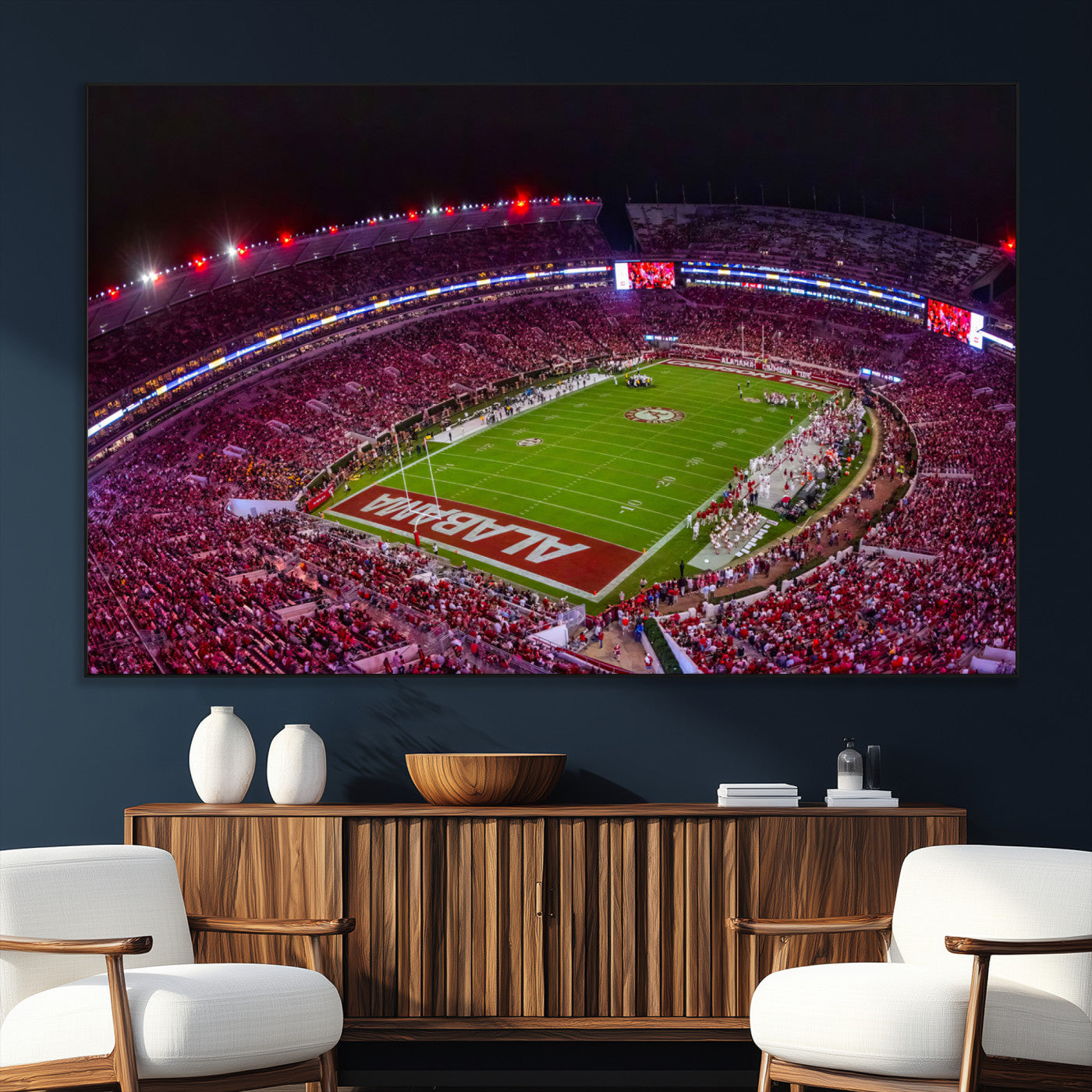 11343-SEG-FC-51X34_Oversize_Oversize-Bryant-Denny Stadium Wall Art – Panoramic Alabama Crimson Tide Football Field Canvas Print, Game Day Decor for Office, Man Cave or