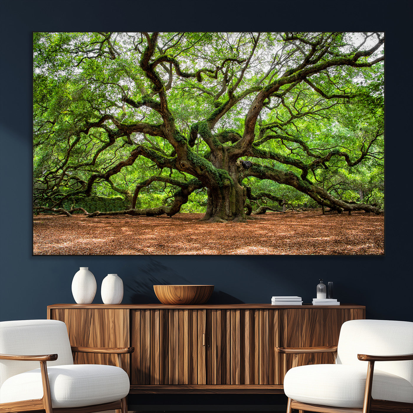 51255351-SEG-FC-51X34_Oversize_Oversize-Ancient Tree Wall Art – Majestic Oak Canvas Print, Large Nature Photography, Sacred Forest Landscape Wall Décor, Wisdom Tree