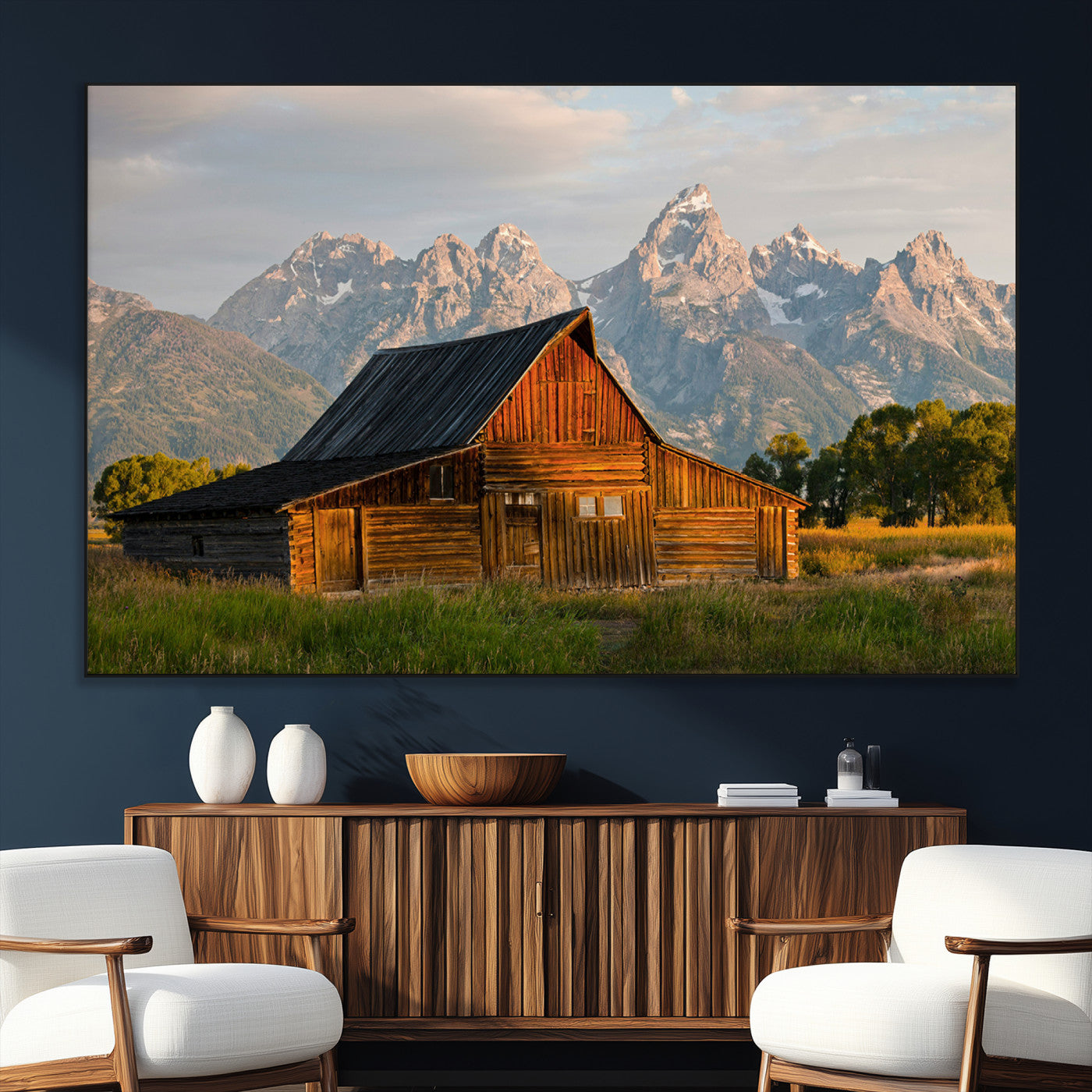 31771014-SEG-FC-51X34_Oversize_Oversize-Rustic Barn Wall Art Canvas Print, Framed Western Landscape Art Picture Print, Farmhouse Style Perfect Rustic Farmhouse Decor