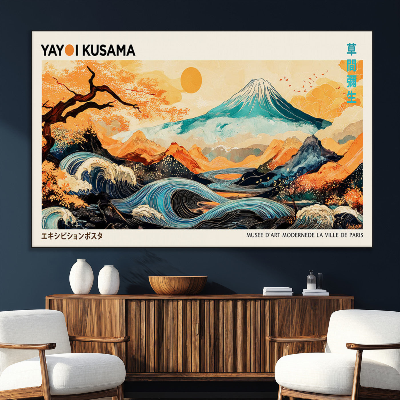 94085549-SEG-FC-51X34_Oversize_Oversize-Japanese Wave and Mountain Wall Art – Panoramic Abstract Landscape Canvas Print, Asian Inspired Nature Decor for Living Room,