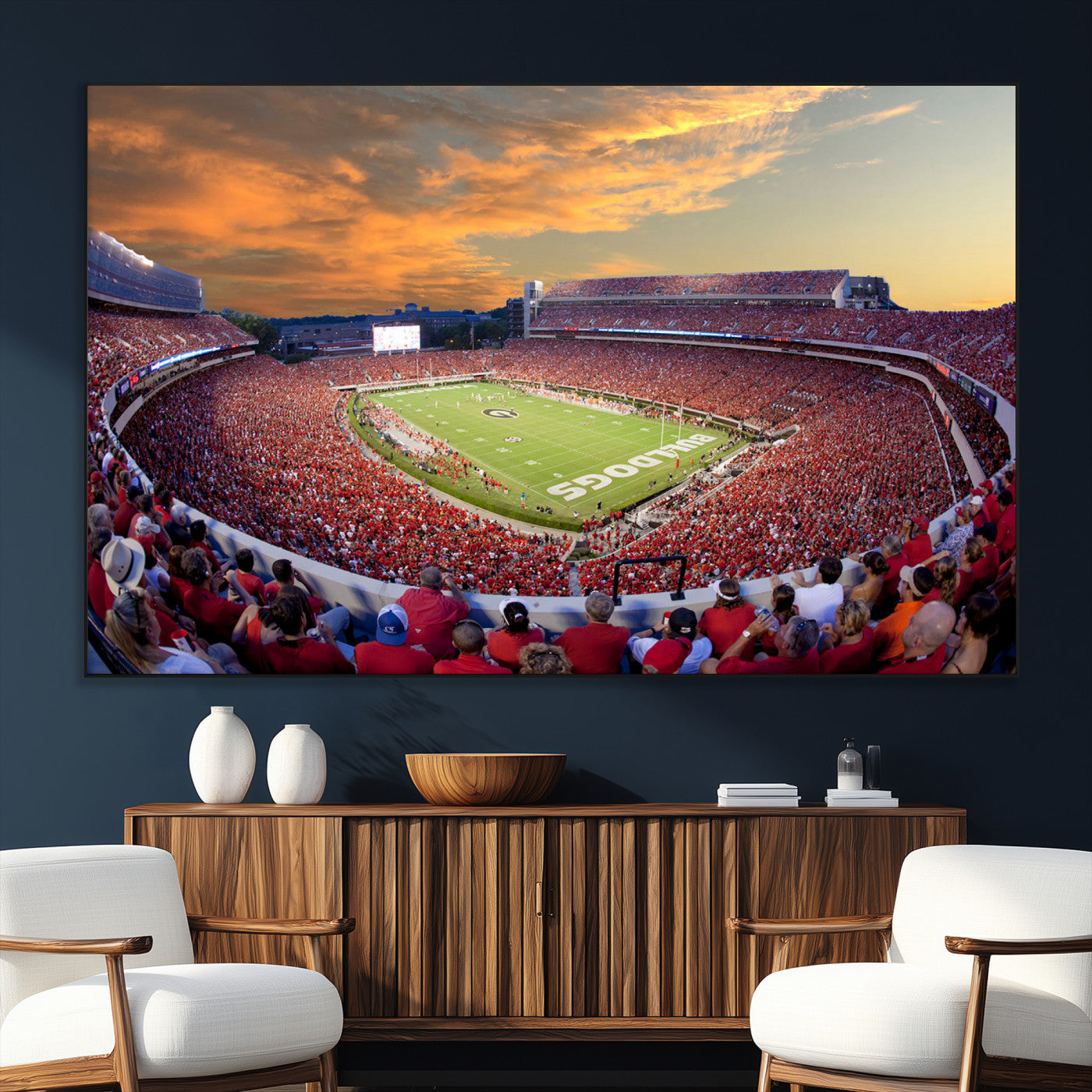 73680988-SEG-FC-51X34_Oversize_Oversize-Sanford Stadium Wall Art – Georgia Bulldogs Football Sunset Game Canvas Print, College Sports Decor for Man Cave, Bar, Office, or
