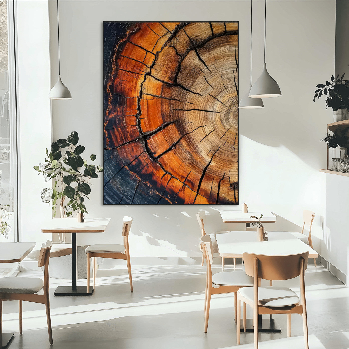 33751185-MGV-CV-24X36-Tree Rings Wall Art Canvas Print, Framed Wood Detail Art Picture Print, Rustic Texture Perfect Rustic Warm Decor Artwork