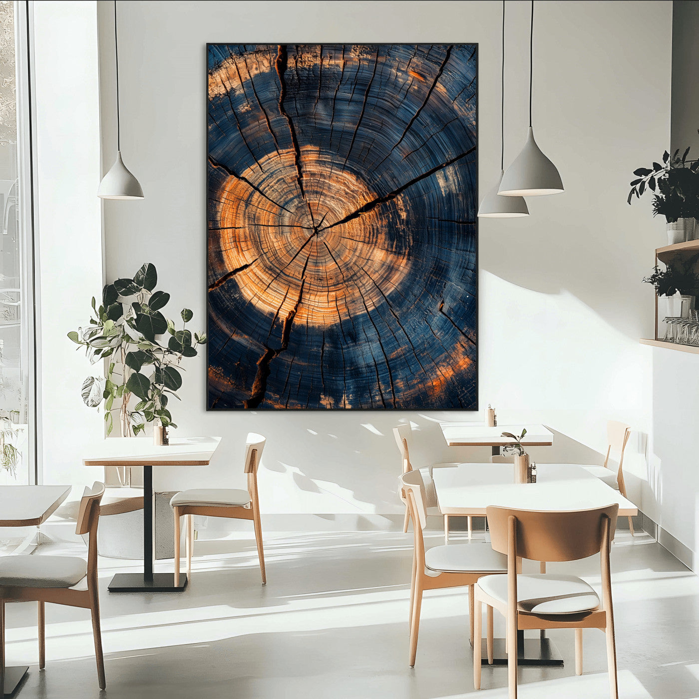 32486414-MGV-CV-24X36-Tree Rings Wall Art Canvas Print, Framed Rustic Texture Art Picture Print, Wood Grain Perfect Rustic Industrial Decor Artwork