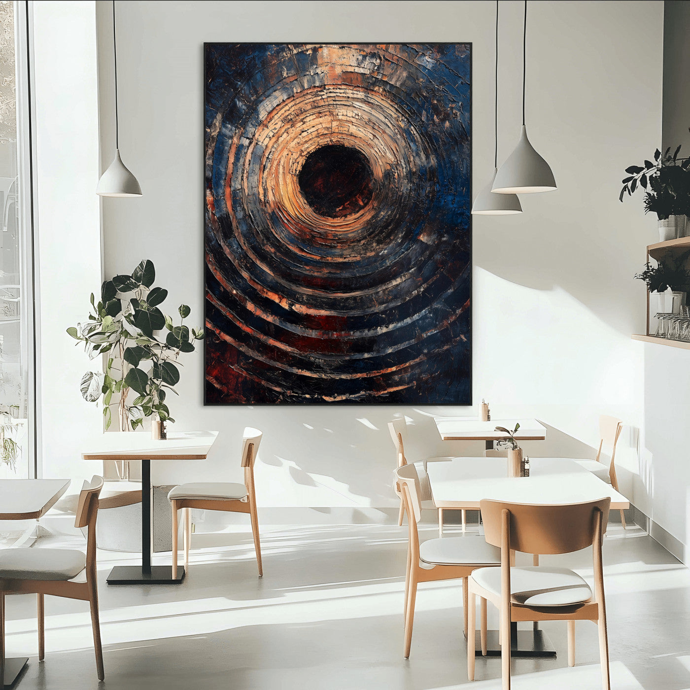77401573-MGV-CV-24X36-Textured Spiral Wall Art Canvas Print, Framed Abstract Void Art Picture Print, Wooden Vortex Perfect Modern Industrial Decor