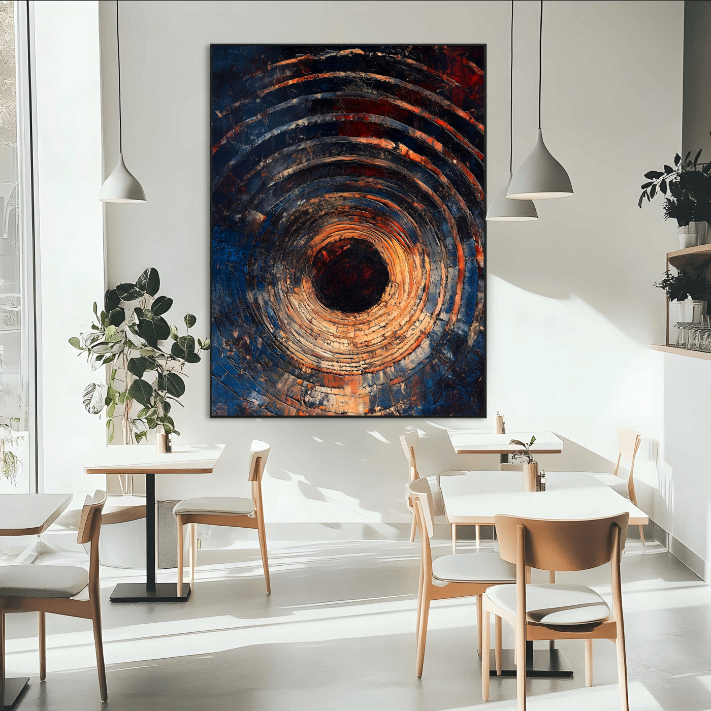 95449028-MGV-CV-24X36-Textured Spiral Wall Art Canvas Print, Framed Abstract Void Art Picture Print, Wooden Vortex Perfect Modern Industrial Decor