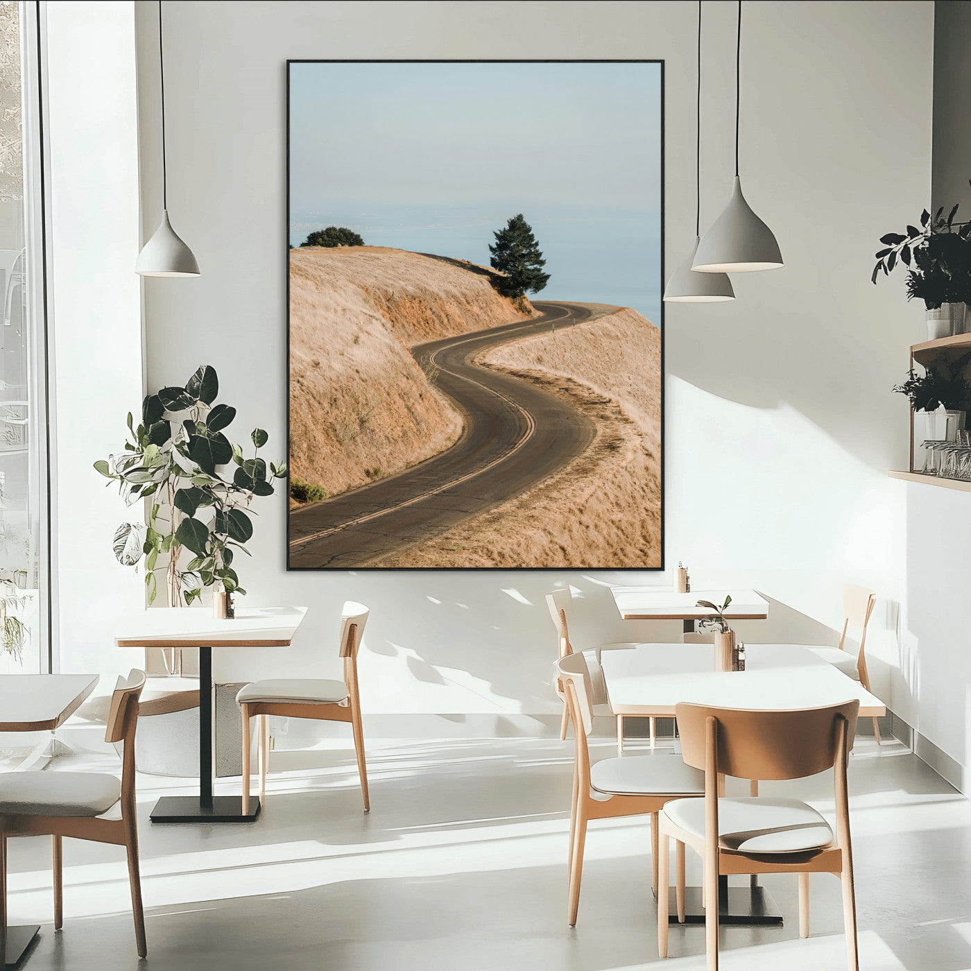 54702459-MGV-CV-24X36-Desert Road Wall Art Canvas Print, Framed Earthy Landscape Art Picture Print, Minimal Scenic Perfect Rustic Minimalist Decor