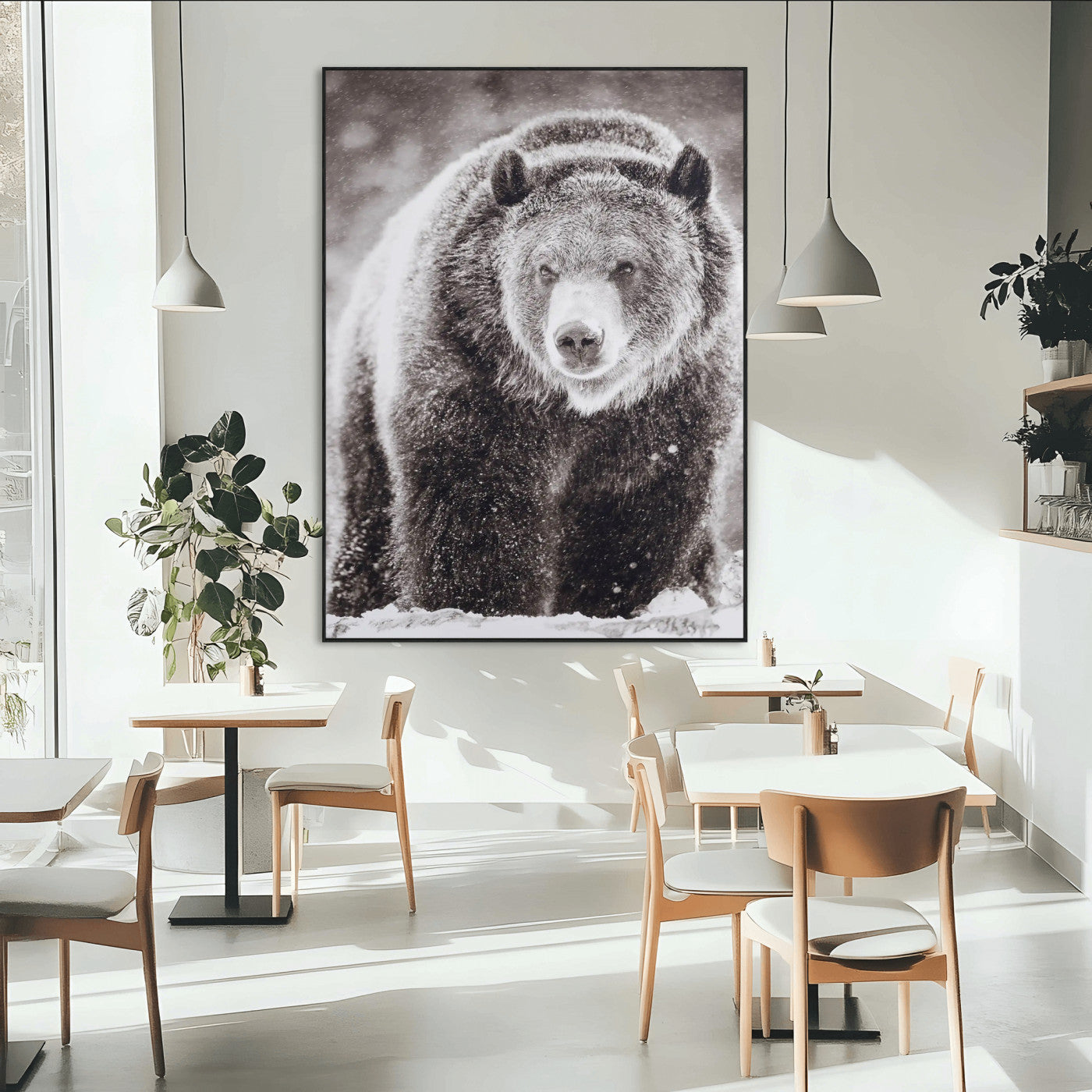 37297892-MGV-CV-24X36-Bison Portrait Wall Art Canvas Print, Framed Rustic Wall Accent Art Picture Print, Lodge Style Perfect Rustic Lodge Decor Artwork