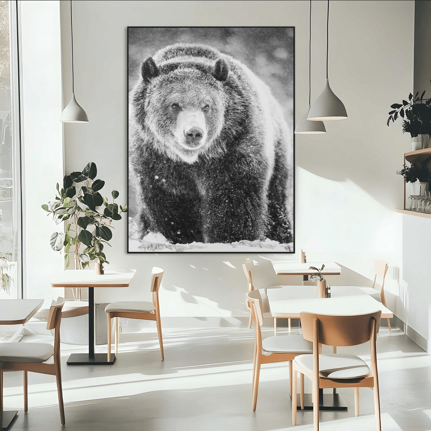 98050634-MGV-CV-24X36-Bison Portrait Wall Art Canvas Print, Framed Rustic Wall Accent Art Picture Print, Lodge Style Perfect Rustic Lodge Decor Artwork