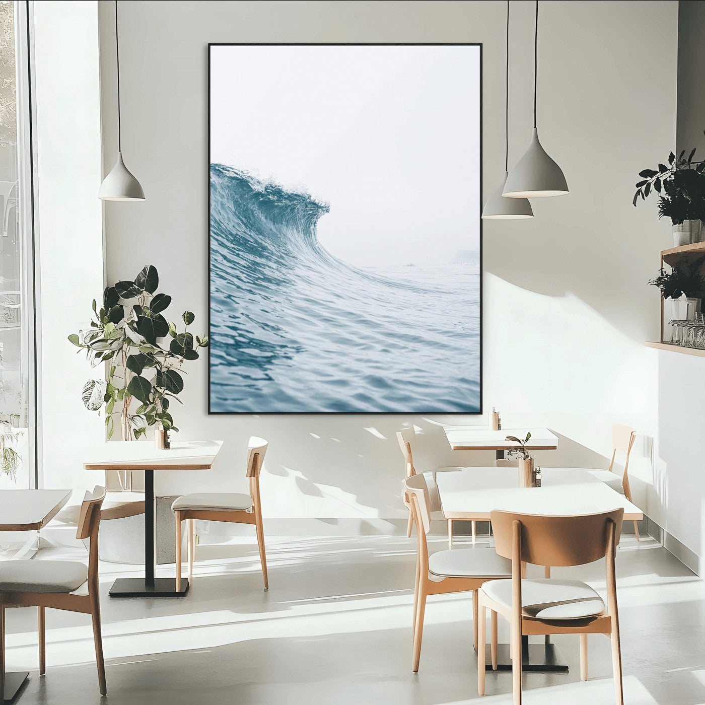 38699249-MGV-CV-24X36-Ocean Wave Wall Art – Minimalist Sea Canvas Print, Rising Surf and Misty Horizon Photography Decor for Bedroom, Living Room,