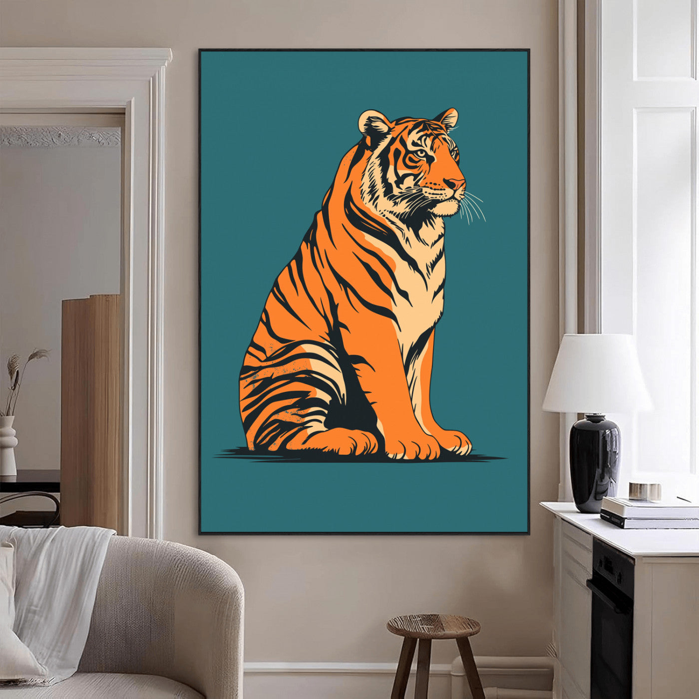 45688-SEG-FC-51X34_Oversize_Oversize-Tiger Wall Art – Bold Jungle Cat Canvas Print, Modern Wildlife Animal Decor for Living Room, Bedroom, Office or Nature Inspired