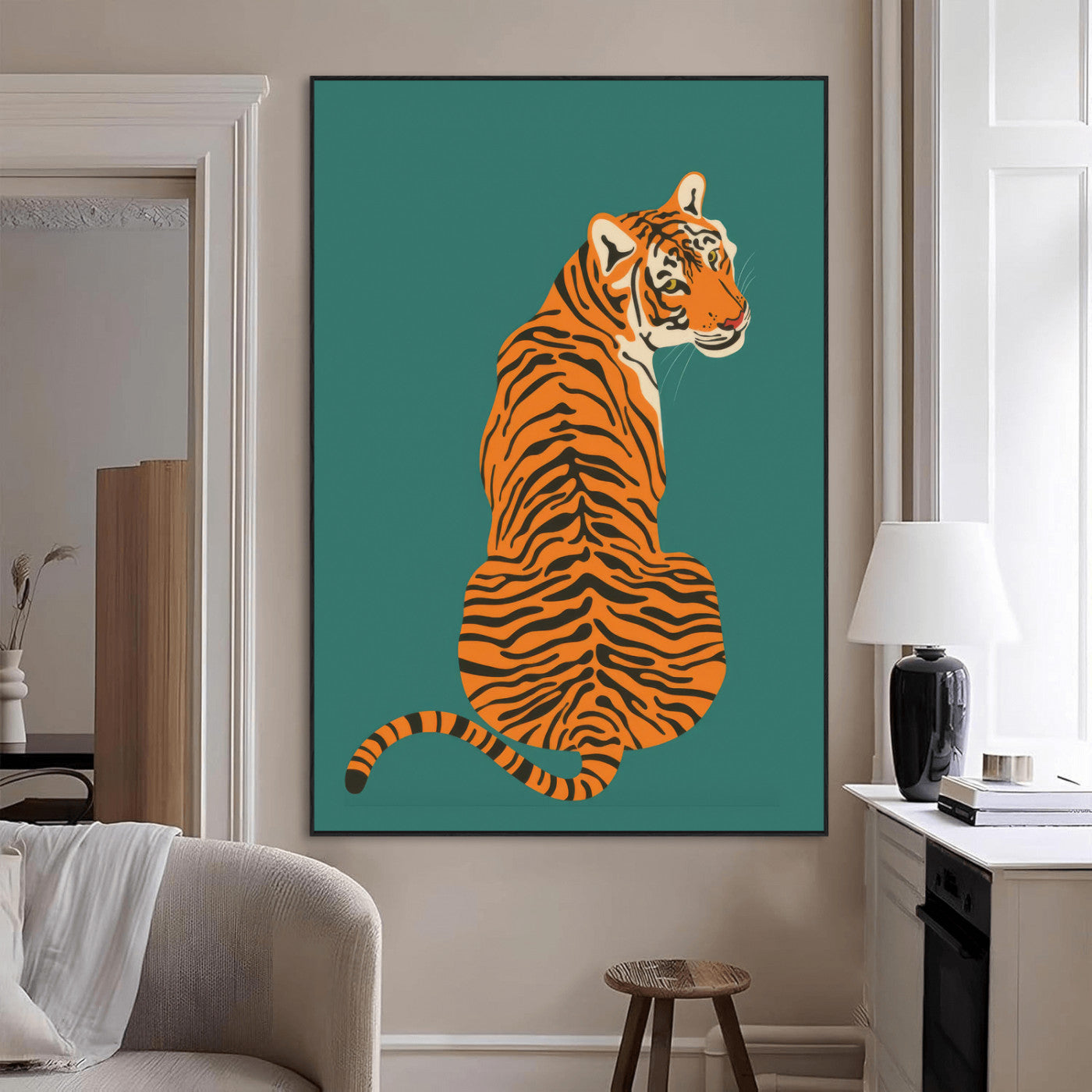 12468-MGV-CV-24X36-Tiger Wall Art – Modern Jungle Cat Canvas Print, Bold Wildlife Animal Decor for Bedroom, Office, Living Room or Nature Inspired