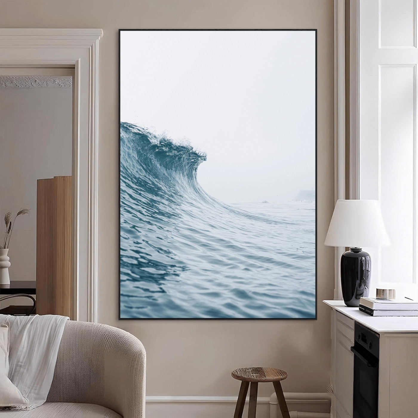 99679915-MGV-CV-24X36-Ocean Wave Wall Art Canvas Print, Framed Coastal Decor Art Picture Print, Modern Ocean Perfect Modern Coastal Minimalist Decor