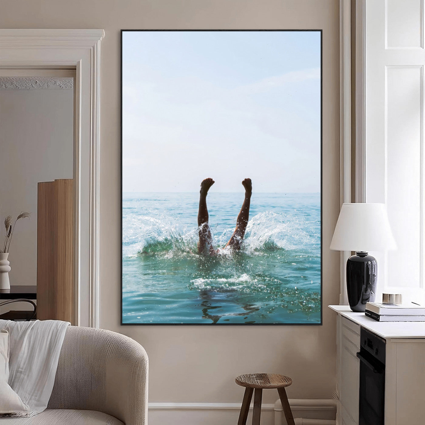 56400447-MGV-CV-24X36-Summer Splash Ocean Photography Canvas Wall Art – Vibrant Coastal Beach Vibes Decor, Fun Vacation Photo, Living Room or Bedroom