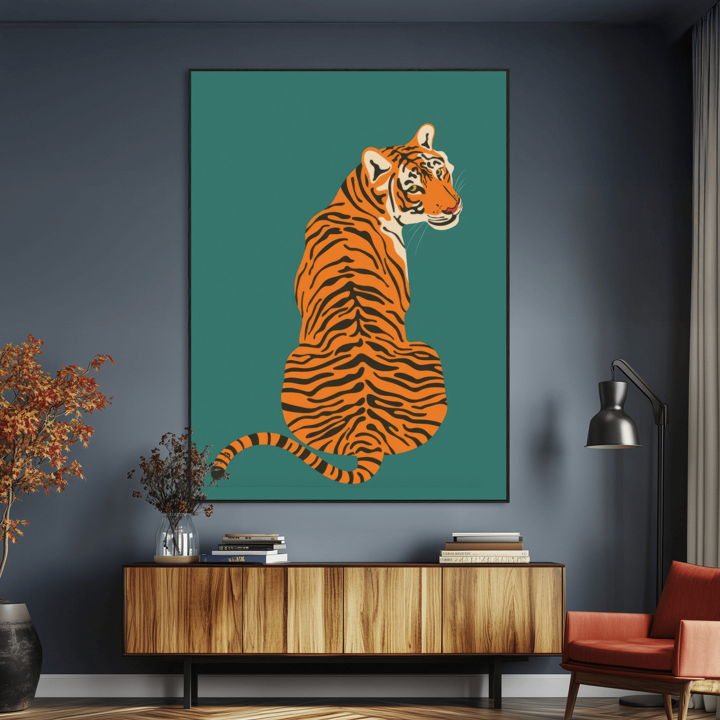 12468-MGV-CV-24X36-Tiger Wall Art – Modern Jungle Cat Canvas Print, Bold Wildlife Animal Decor for Bedroom, Office, Living Room or Nature Inspired