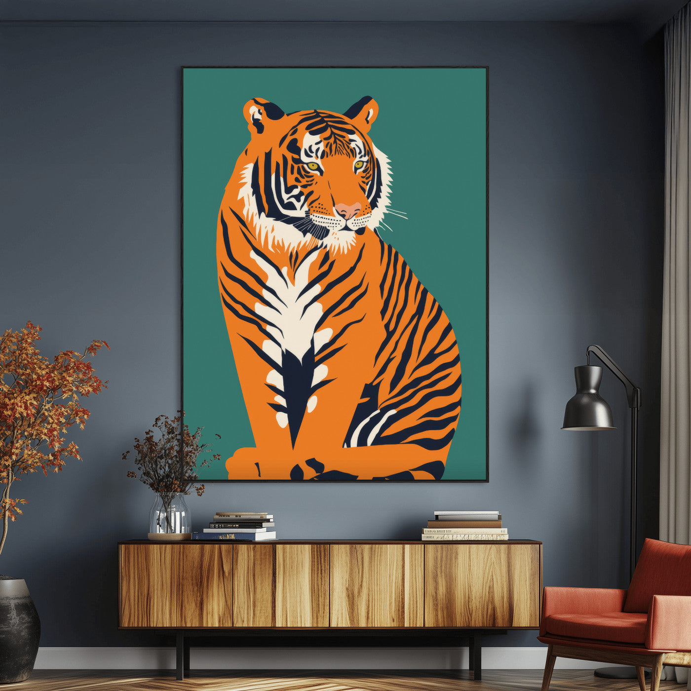 73620-MGV-CV-24X36-Tiger Wall Art – Bold Wildlife Canvas Print of Majestic Jungle Cat, Modern Animal Home Decor for Bedroom, Office, Living Room or
