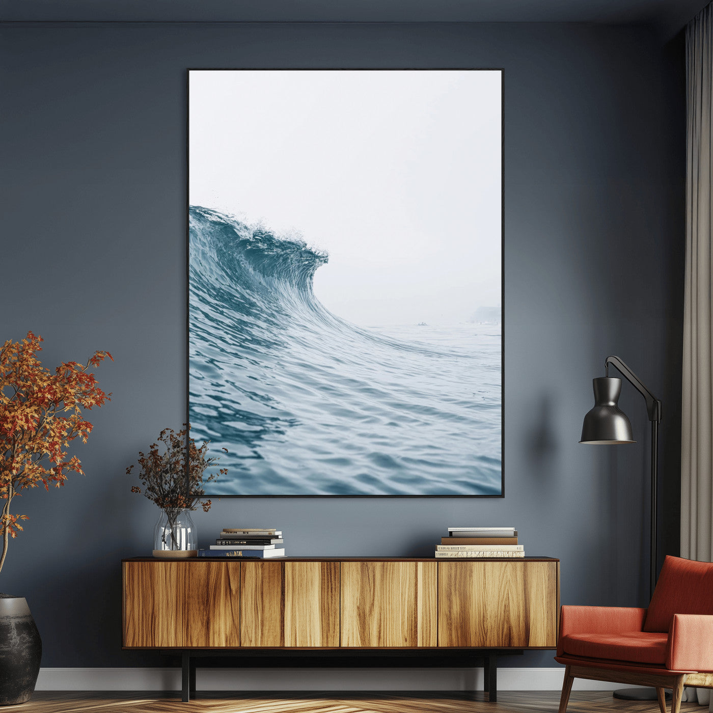 99679915-MGV-CV-24X36-Ocean Wave Wall Art Canvas Print, Framed Coastal Decor Art Picture Print, Modern Ocean Perfect Modern Coastal Minimalist Decor