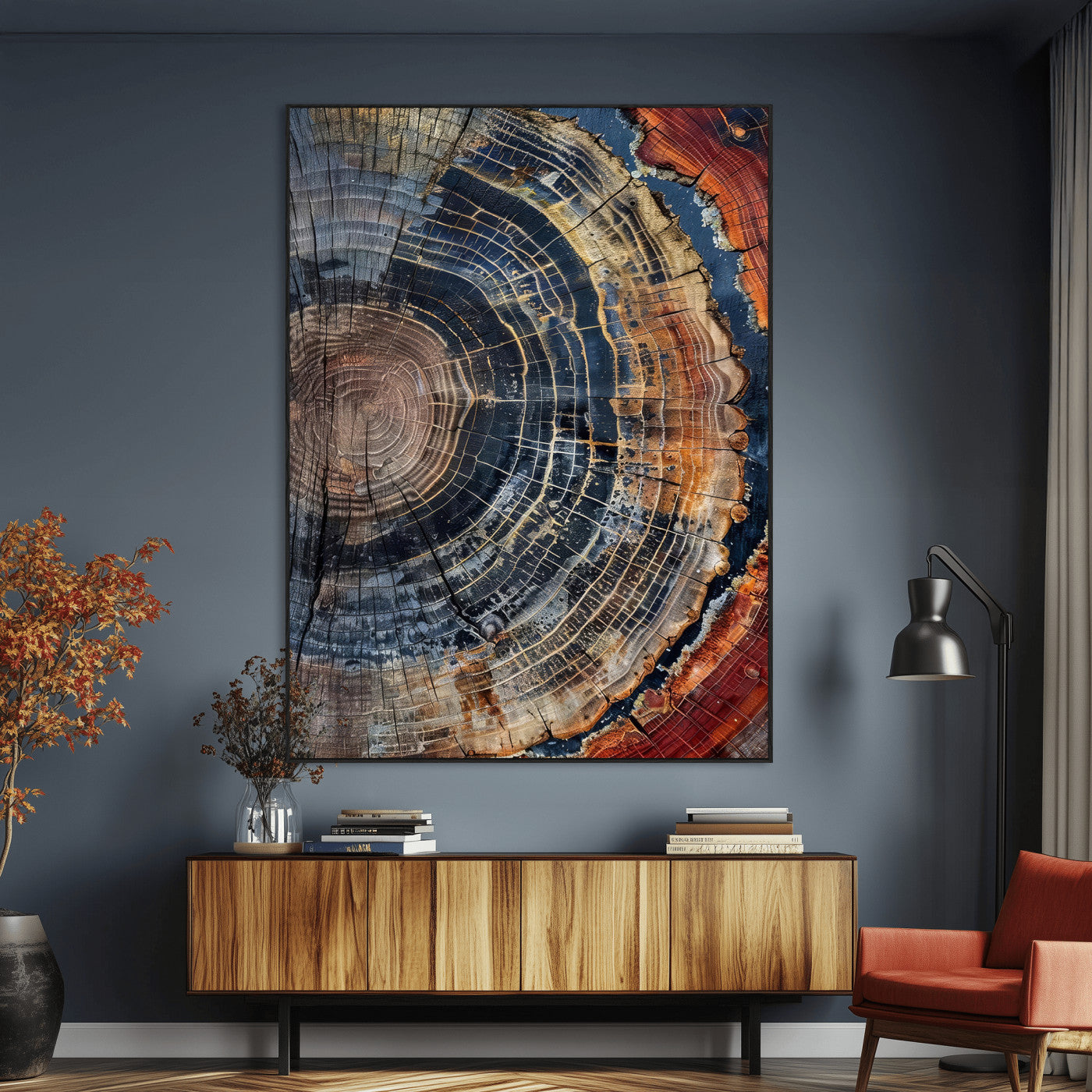 36357958-MGV-CV-24X36-Tree Ring Texture Wall Art Canvas Print, Framed Rustic Wood Decor Art Picture Print, Timber Wall Accent Perfect Rustic Farmhouse