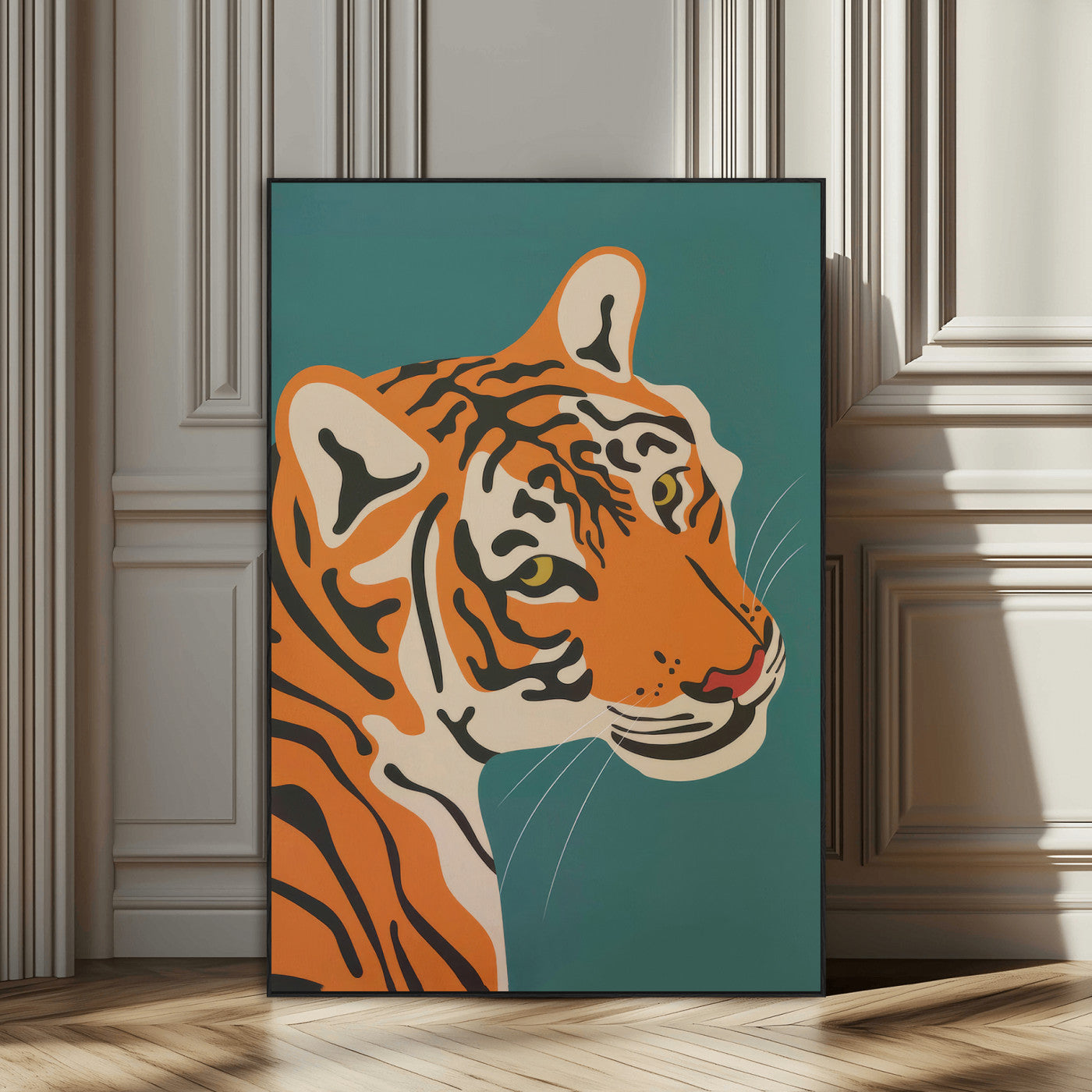 94447-SEG-FC-51X34_Oversize_Oversize-Tiger Portrait Wall Art – Bold Wildlife Canvas Print of Fierce Jungle Cat Face, Modern Animal Home Decor for Living Room, Office