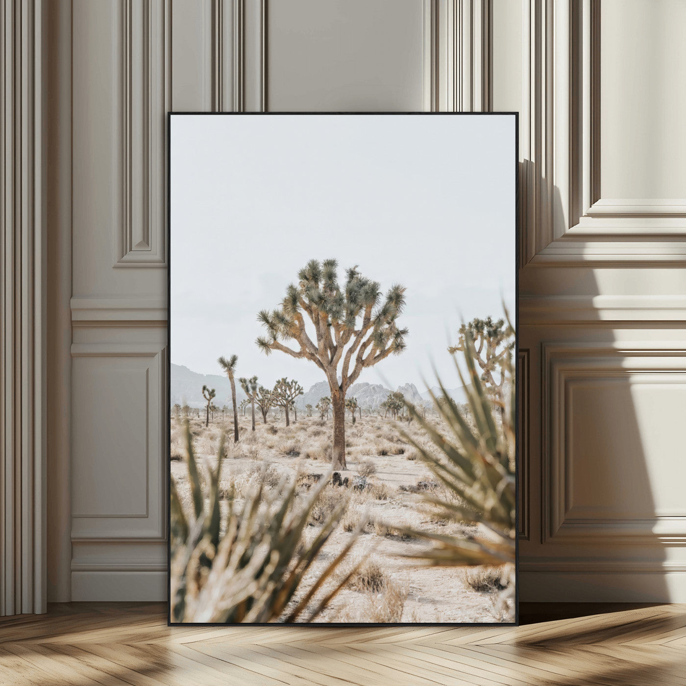 24058625-MGV-CV-24X36-Joshua Tree Wall Art Canvas Print, Framed Earthy Desert Art Picture Print, Neutral Desert Perfect Southwestern Minimalist Decor