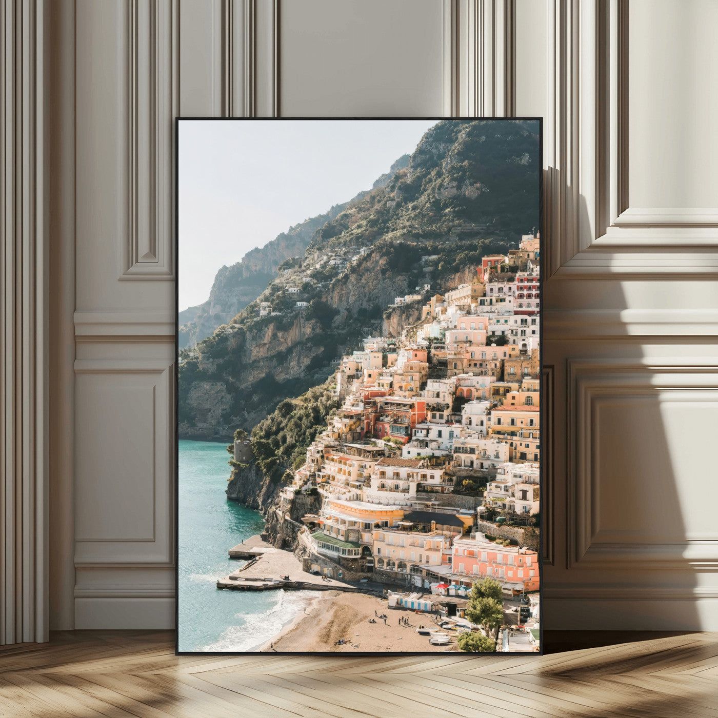 28897019-MGV-CV-24X36-Positano Coastline Wall Art Canvas Print, Framed Amalfi Architecture Art Picture Print, Italian Riviera Perfect Mediterranean