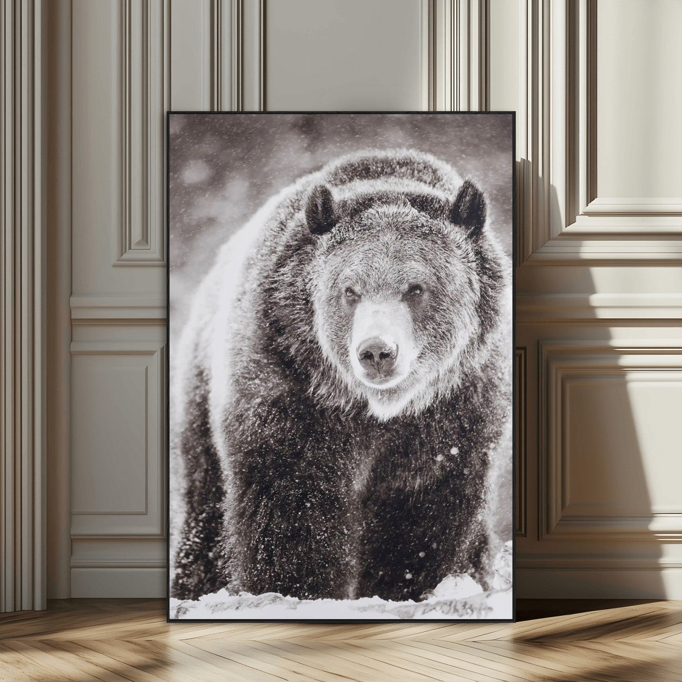 37297892-SEG-FC-51X34_Oversize_Oversize-Bison Portrait Wall Art Canvas Print, Framed Rustic Wall Accent Art Picture Print, Lodge Style Perfect Rustic Lodge Decor Artwork