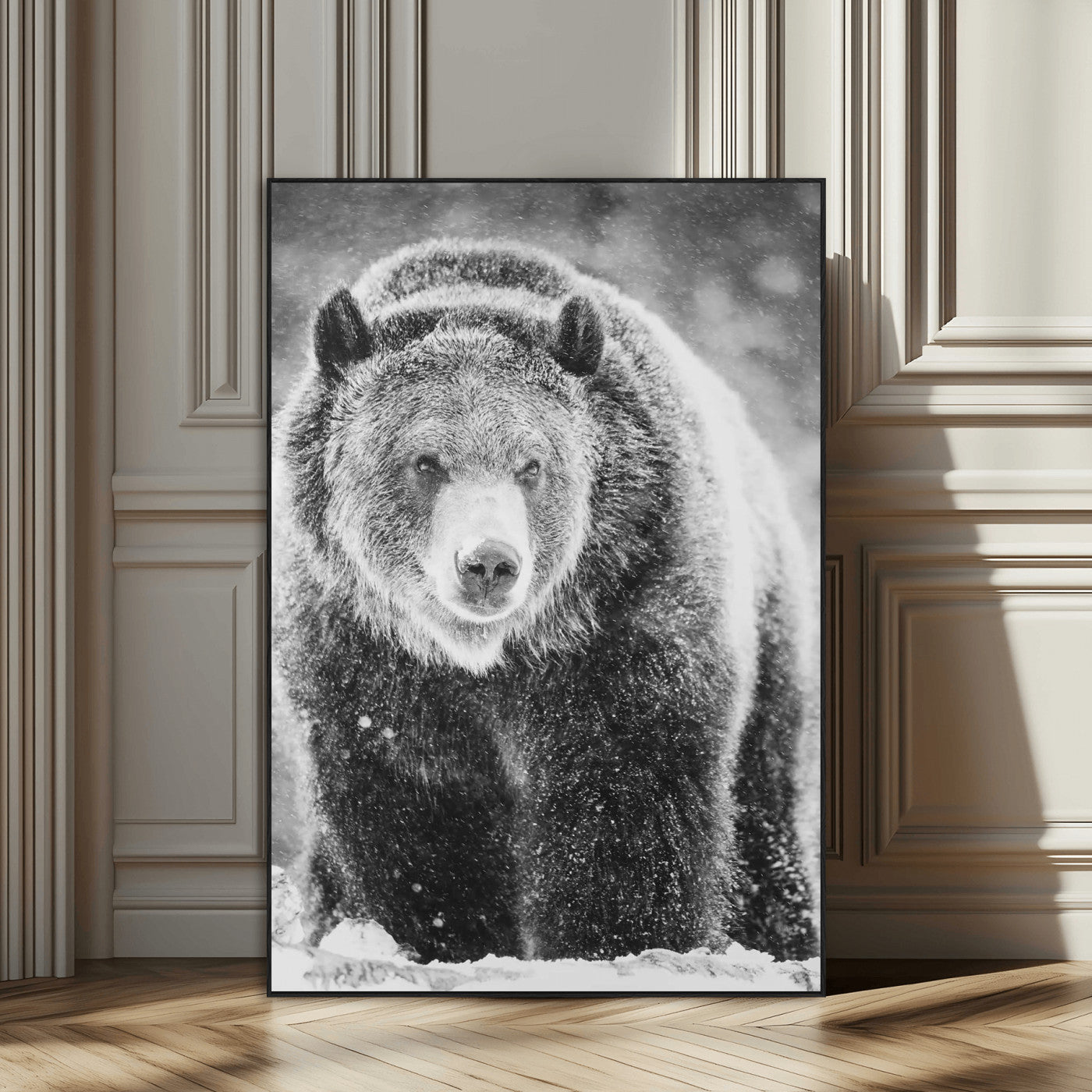 98050634-SEG-FC-51X34_Oversize_Oversize-Bison Portrait Wall Art Canvas Print, Framed Rustic Wall Accent Art Picture Print, Lodge Style Perfect Rustic Lodge Decor Artwork