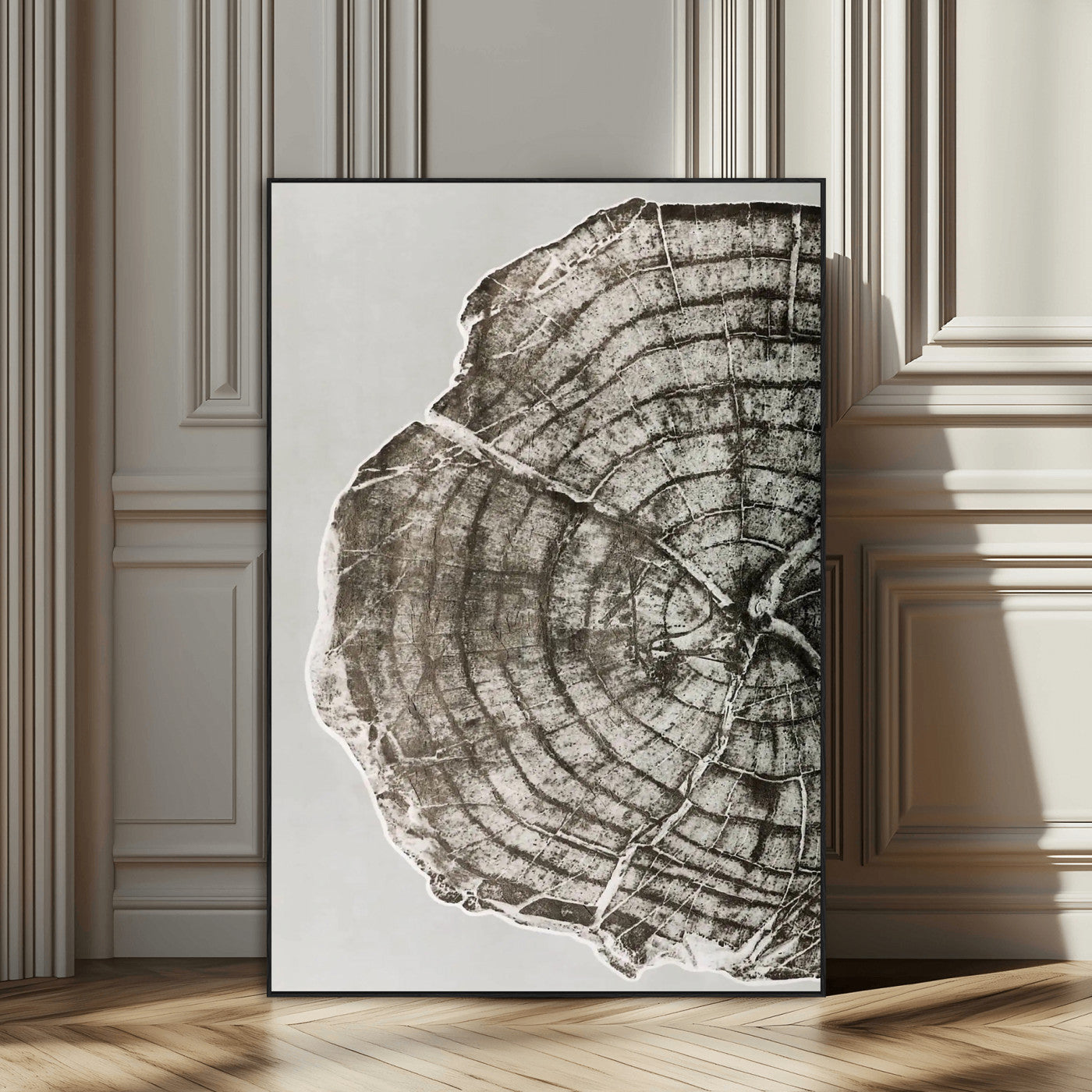 11167473-MGV-CV-24X36-Rustic Wall Decor Wall Art Canvas Print, Framed Modern Lodge Style Art Picture Print, Neutral Wood Slice Perfect Scandinavian