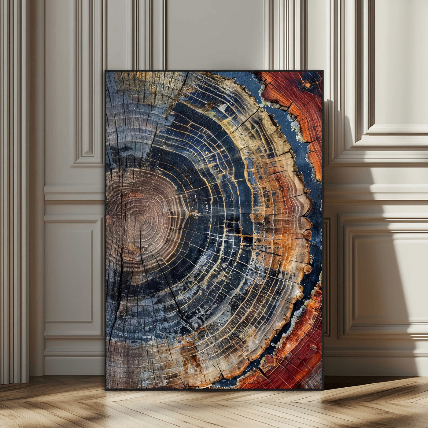 92693966-SEG-FC-51X34_Oversize_Oversize-Timber Cut Close-Up Wall Art Canvas Print, Framed Rustic Wood Canvas Art Picture Print, Natural Texture Decor Perfect Modern Lodge