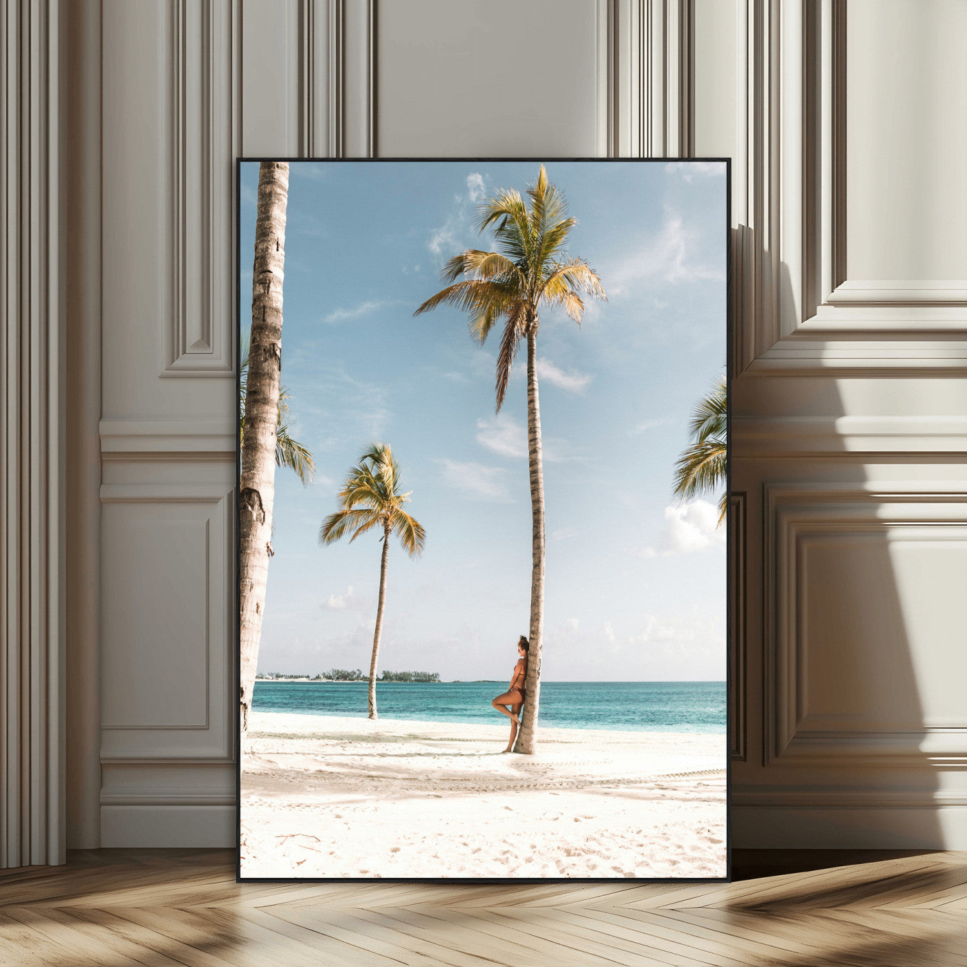 27750035-SEG-FC-51X34_Oversize_Oversize-Tropical Beach Scene Wall Art Canvas Print, Framed Palm Tree Photography Art Picture Print, Island Paradise Decor Perfect Coastal
