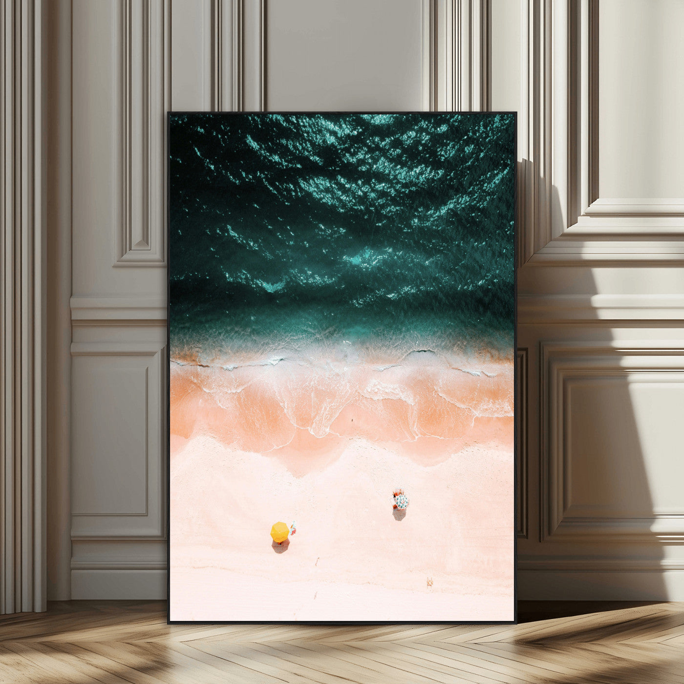 44468317-SEG-FC-51X34_Oversize_Oversize-Tropical Relaxation Wall Art Canvas Print, Framed Coastal Vibes Art Picture Print, Ocean Aesthetic Perfect Coastal Minimalist