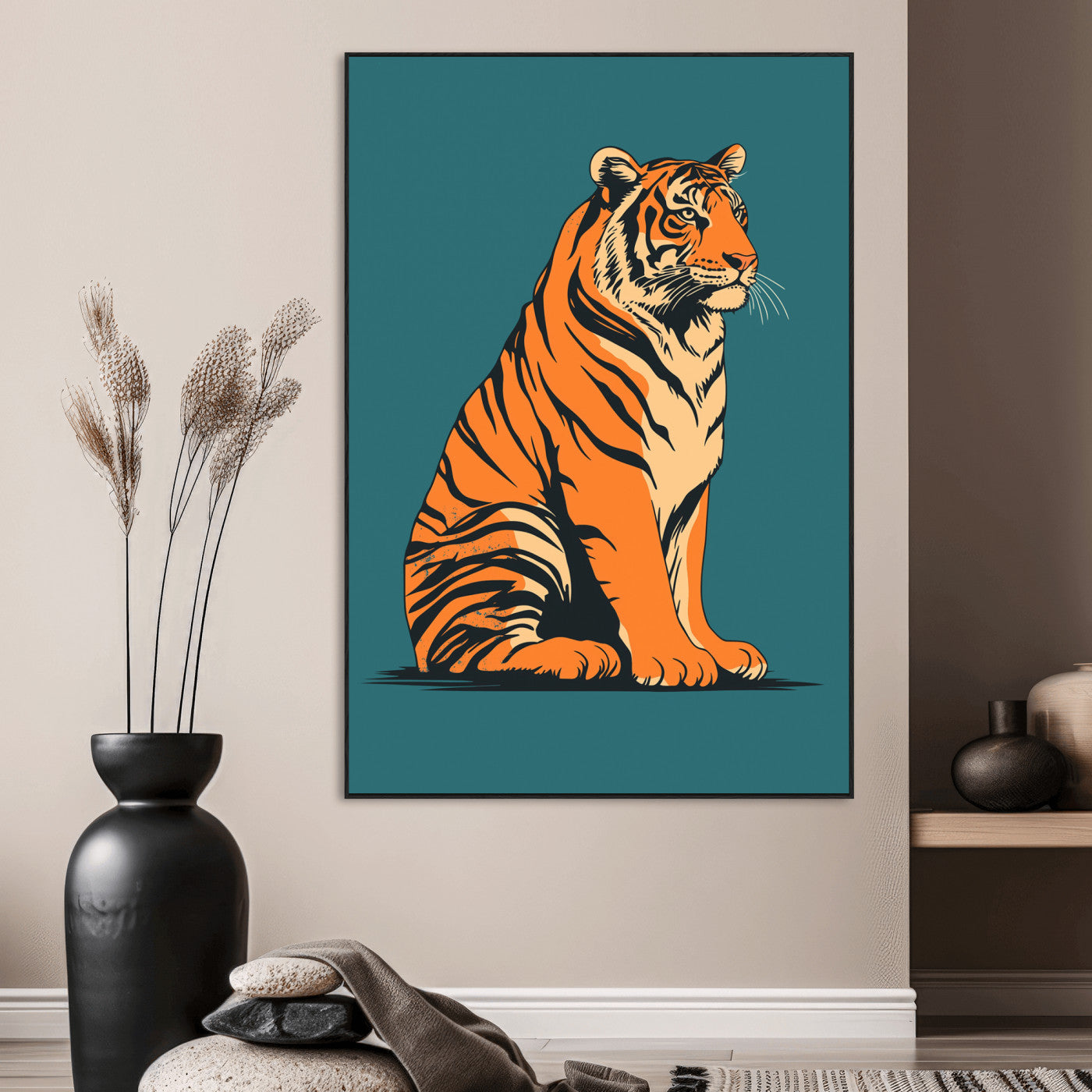 45688-MGV-CV-24X36-Tiger Wall Art – Bold Jungle Cat Canvas Print, Modern Wildlife Animal Decor for Living Room, Bedroom, Office or Nature Inspired