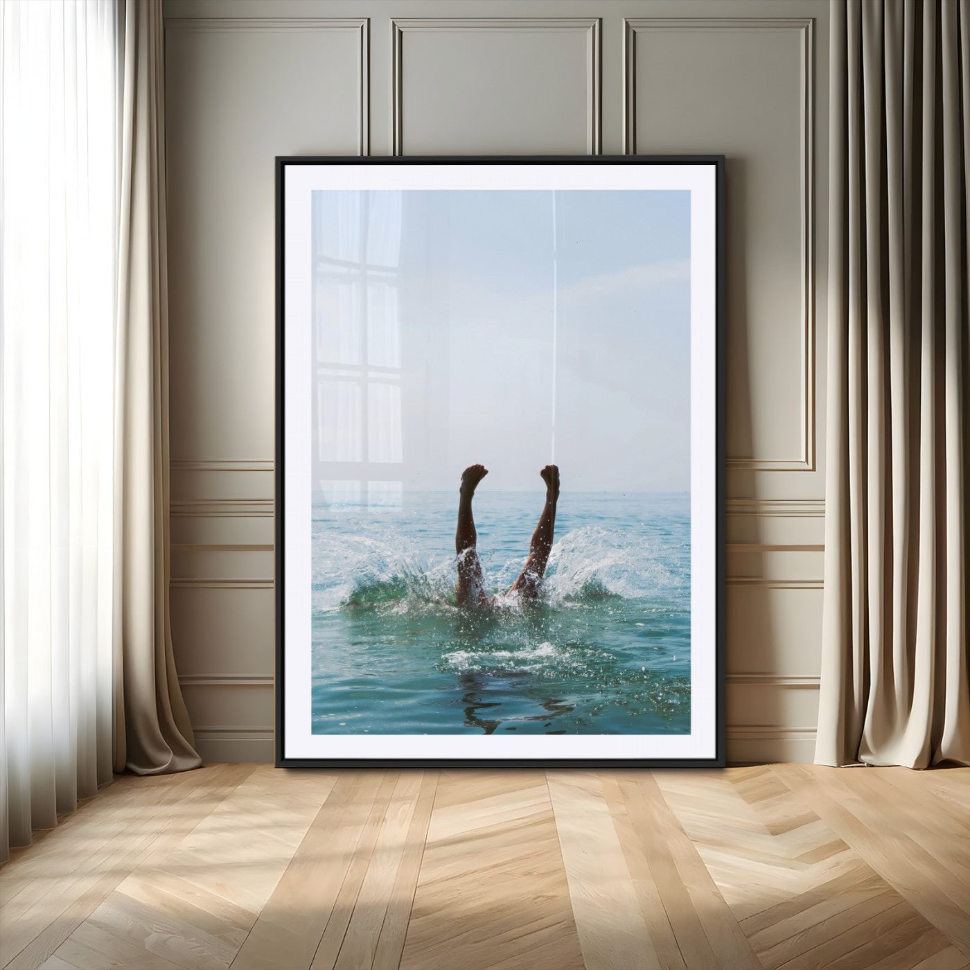 56400447-MGV-CV-24X36-Summer Splash Ocean Photography Canvas Wall Art – Vibrant Coastal Beach Vibes Decor, Fun Vacation Photo, Living Room or Bedroom