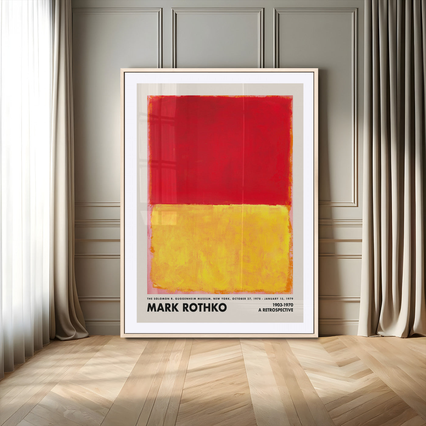 55801-MGV-CV-24X36-Mark Rothko Wall Art – Abstract Color Field Canvas Print in Red and Yellow, Modern Minimalist Painting Poster for Office, Bedroom