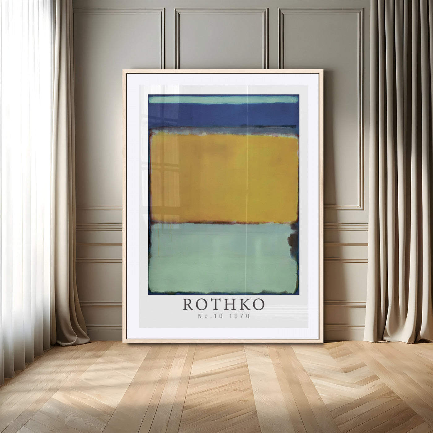 20168-MGV-CV-24X36-Mark Rothko Wall Art – Abstract Color Block Canvas Print in Blue, Yellow and Aqua, Modern Minimalist Expressionist Painting Decor