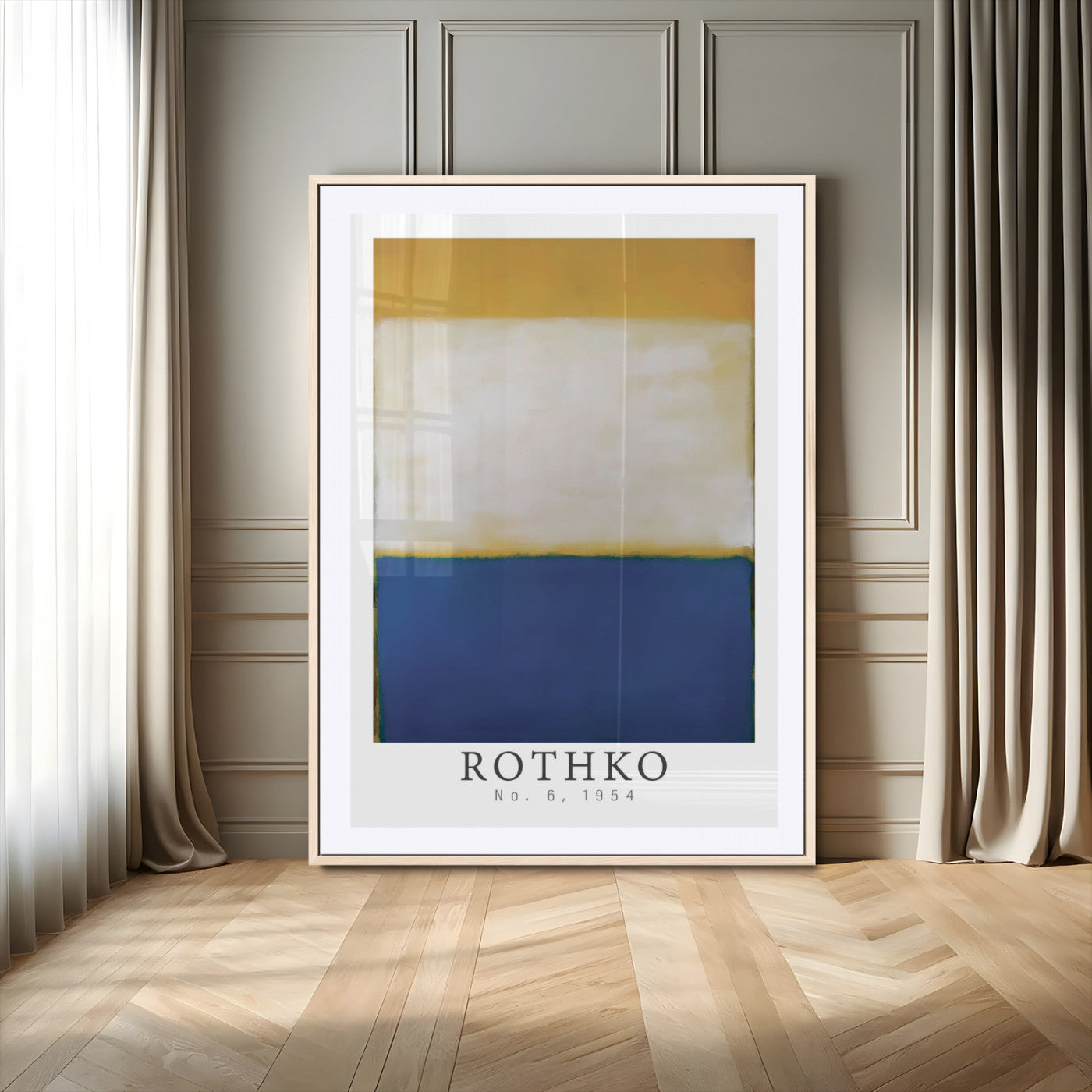 38460-MGV-CV-24X36-Mark Rothko Wall Art – Abstract Color Block Canvas Print in Blue, White and Yellow, Minimalist Expressionist Painting for Modern