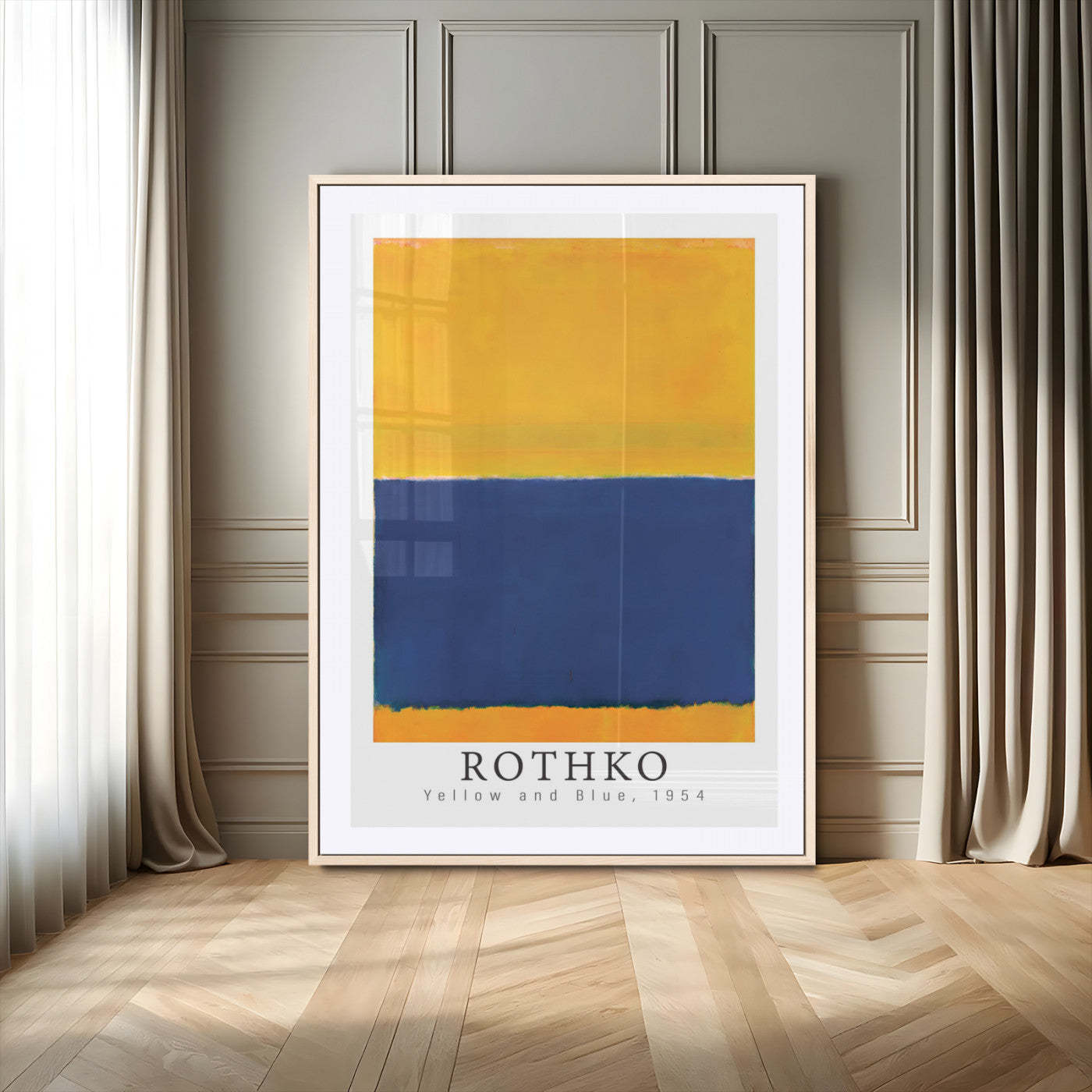 93534-MGV-CV-24X36-Mark Rothko Wall Art – Yellow and Blue Abstract Canvas Print, Minimalist Color Block Painting for Modern Home, Office, or Gallery